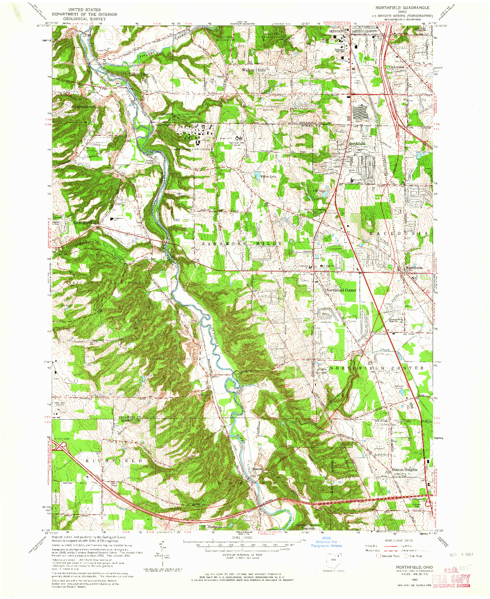 USGS 1:24000-SCALE QUADRANGLE FOR NORTHFIELD, OH 1963