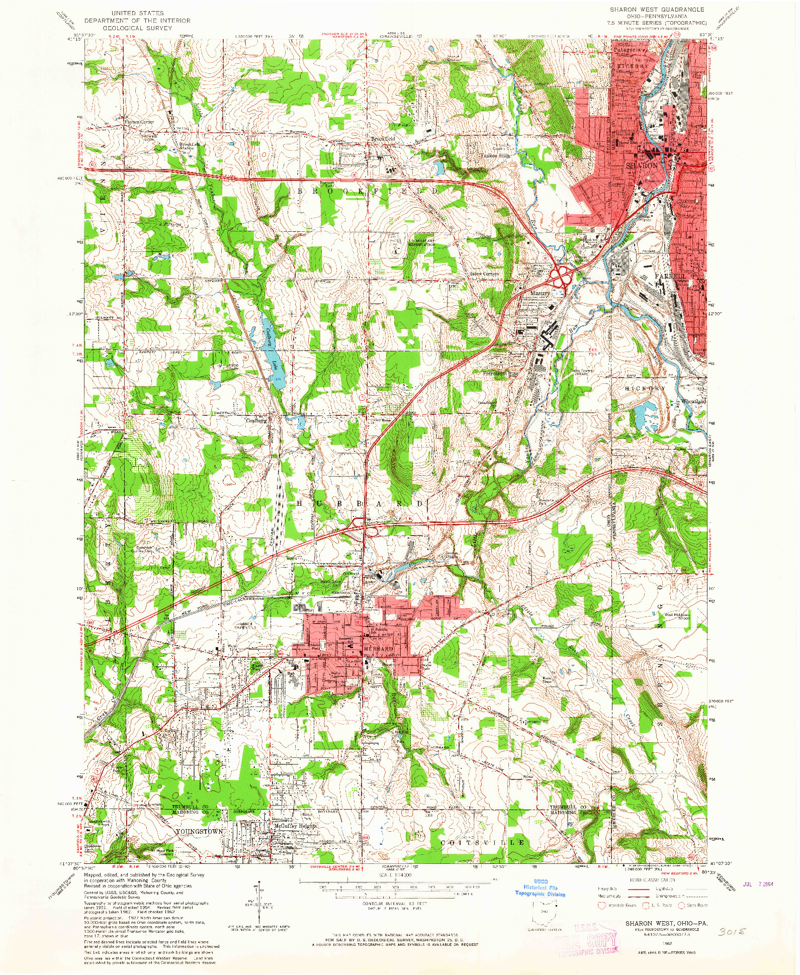 USGS 1:24000-SCALE QUADRANGLE FOR SHARON WEST, OH 1962