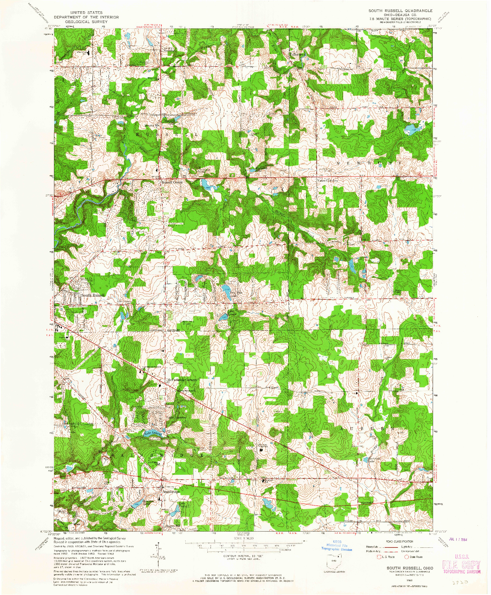 USGS 1:24000-SCALE QUADRANGLE FOR SOUTH RUSSELL, OH 1963