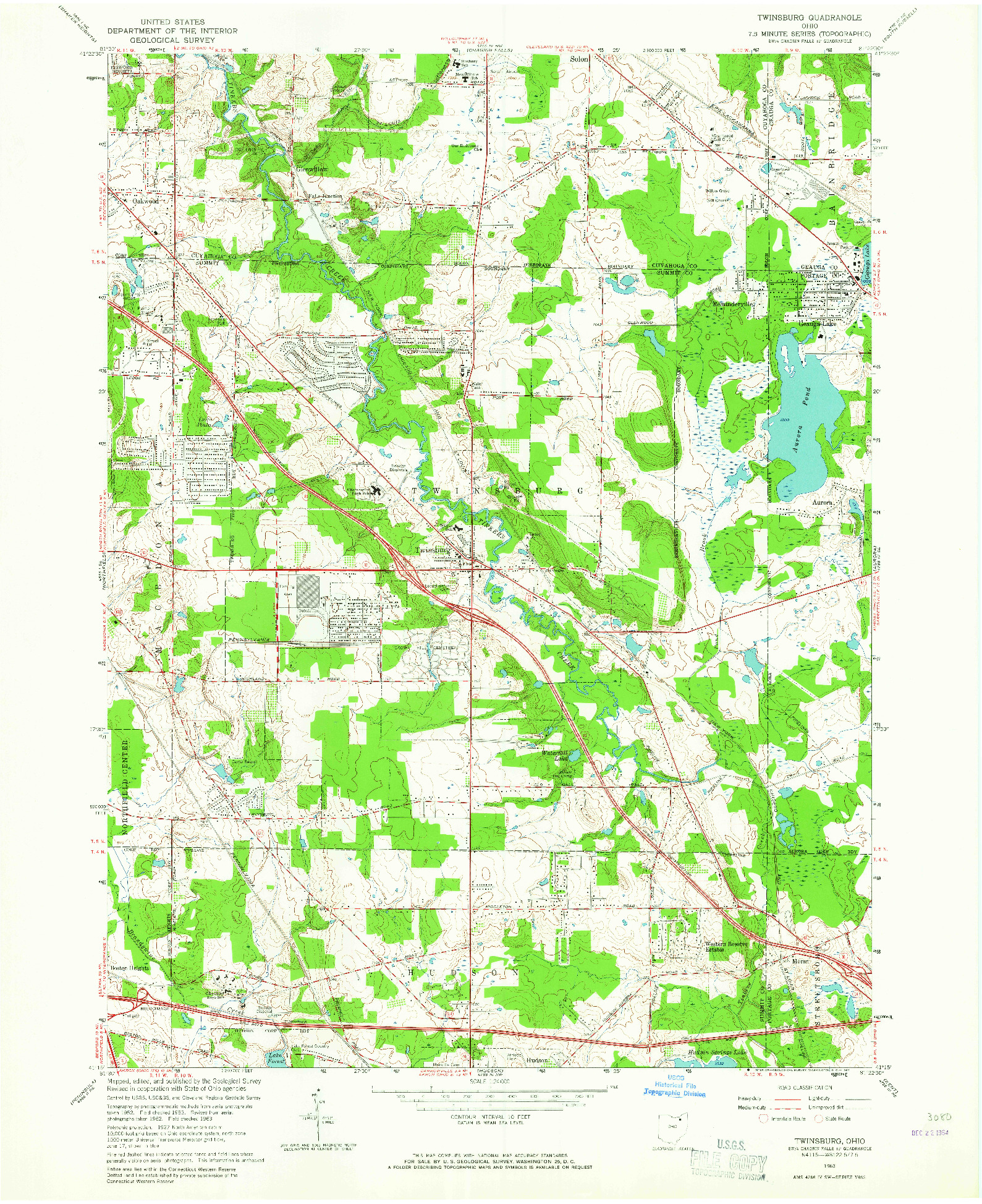 USGS 1:24000-SCALE QUADRANGLE FOR TWINSBURG, OH 1963