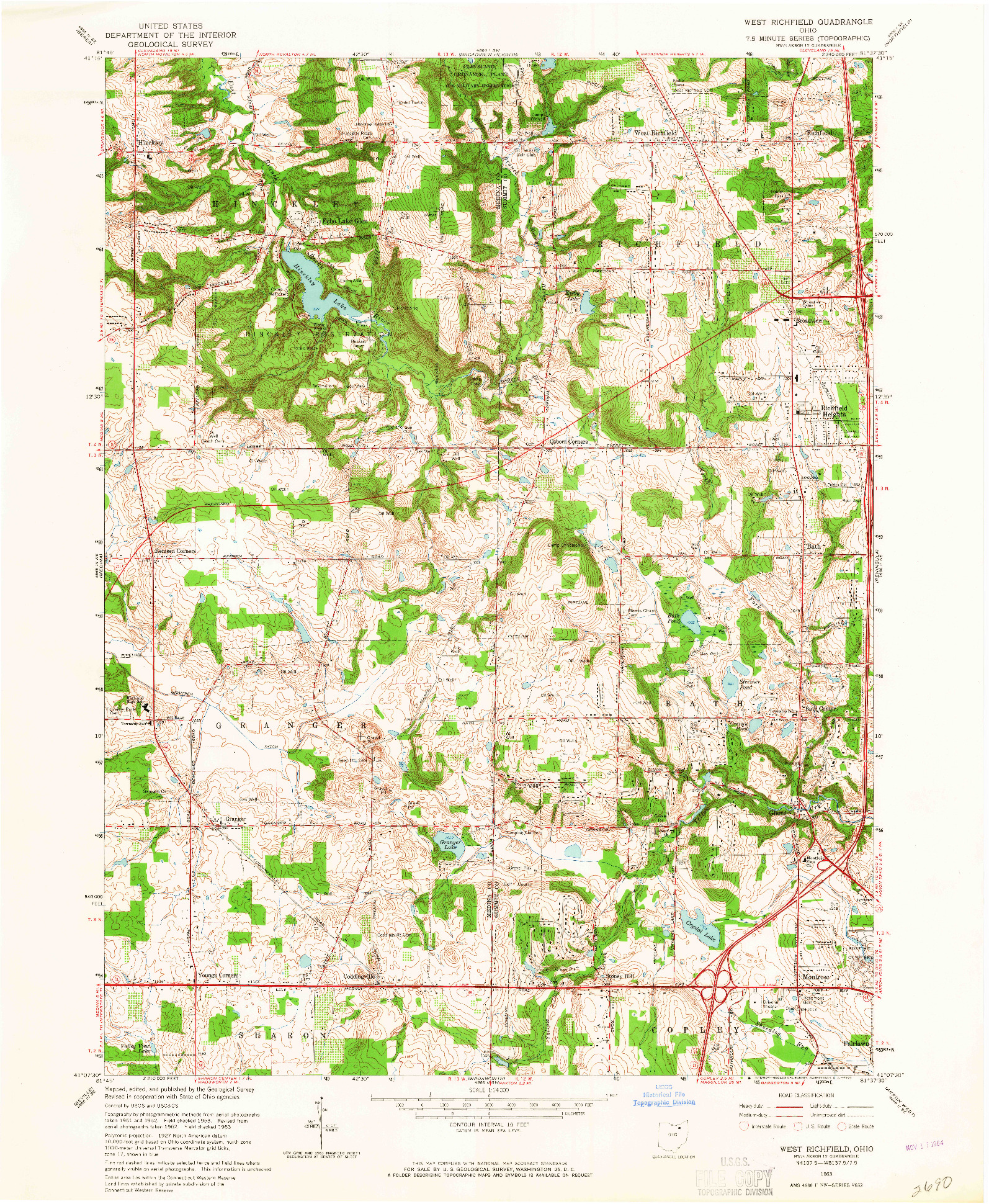 USGS 1:24000-SCALE QUADRANGLE FOR WEST RICHFIELD, OH 1963