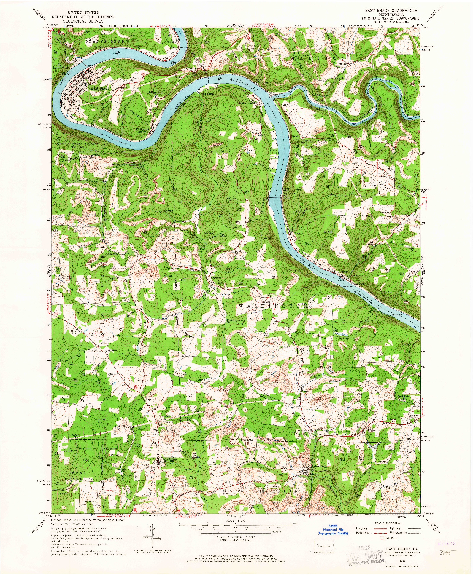 USGS 1:24000-SCALE QUADRANGLE FOR EAST BRADY, PA 1963