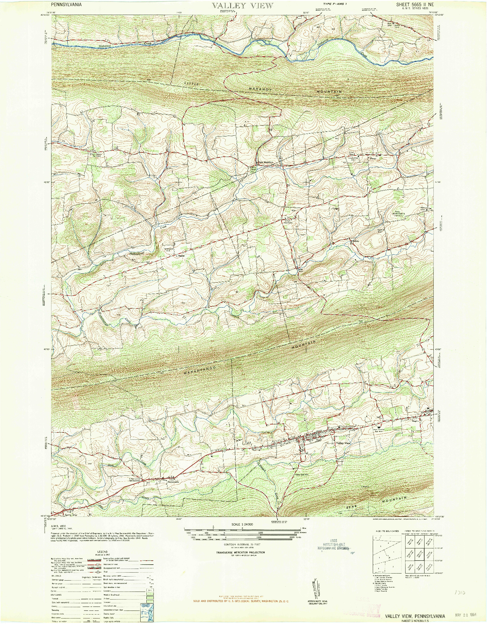 USGS 1:24000-SCALE QUADRANGLE FOR VALLEY VIEW, PA 1947