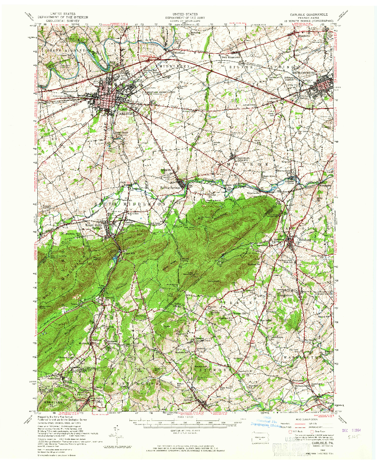 USGS 1:62500-SCALE QUADRANGLE FOR CARLISLE, PA 1952