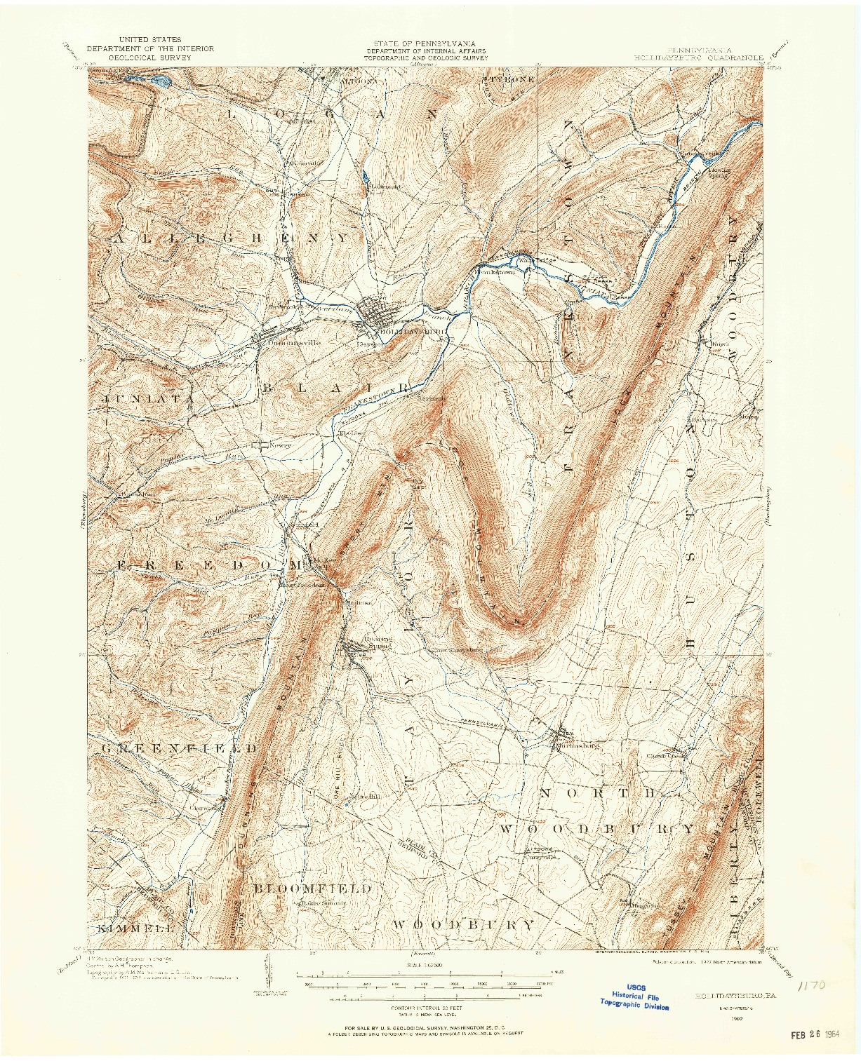 USGS 1:62500-SCALE QUADRANGLE FOR HOLLIDAYSBURG, PA 1902