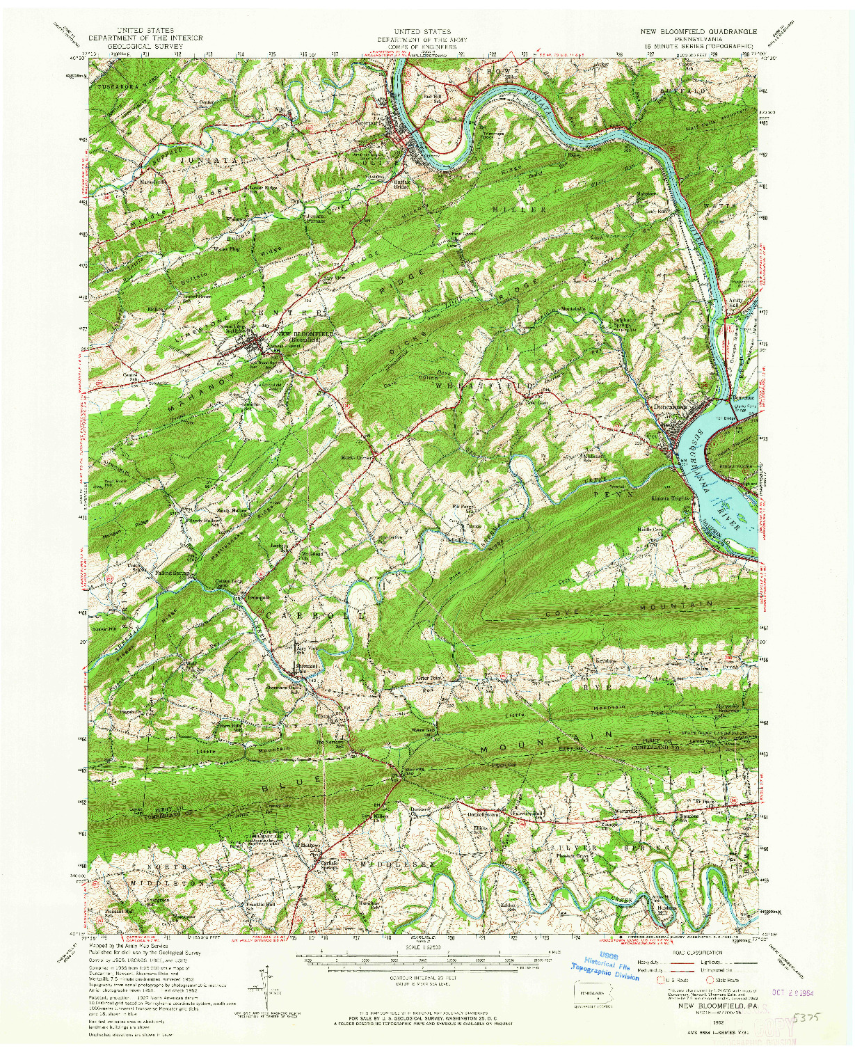 USGS 1:62500-SCALE QUADRANGLE FOR NEW BLOOMFIELD, PA 1952