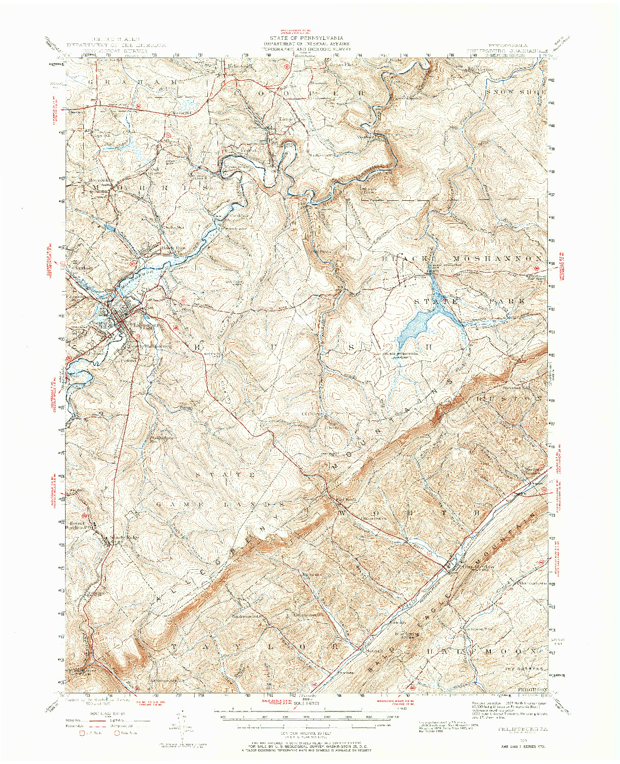 USGS 1:62500-SCALE QUADRANGLE FOR PHILIPSBURG, PA 1939