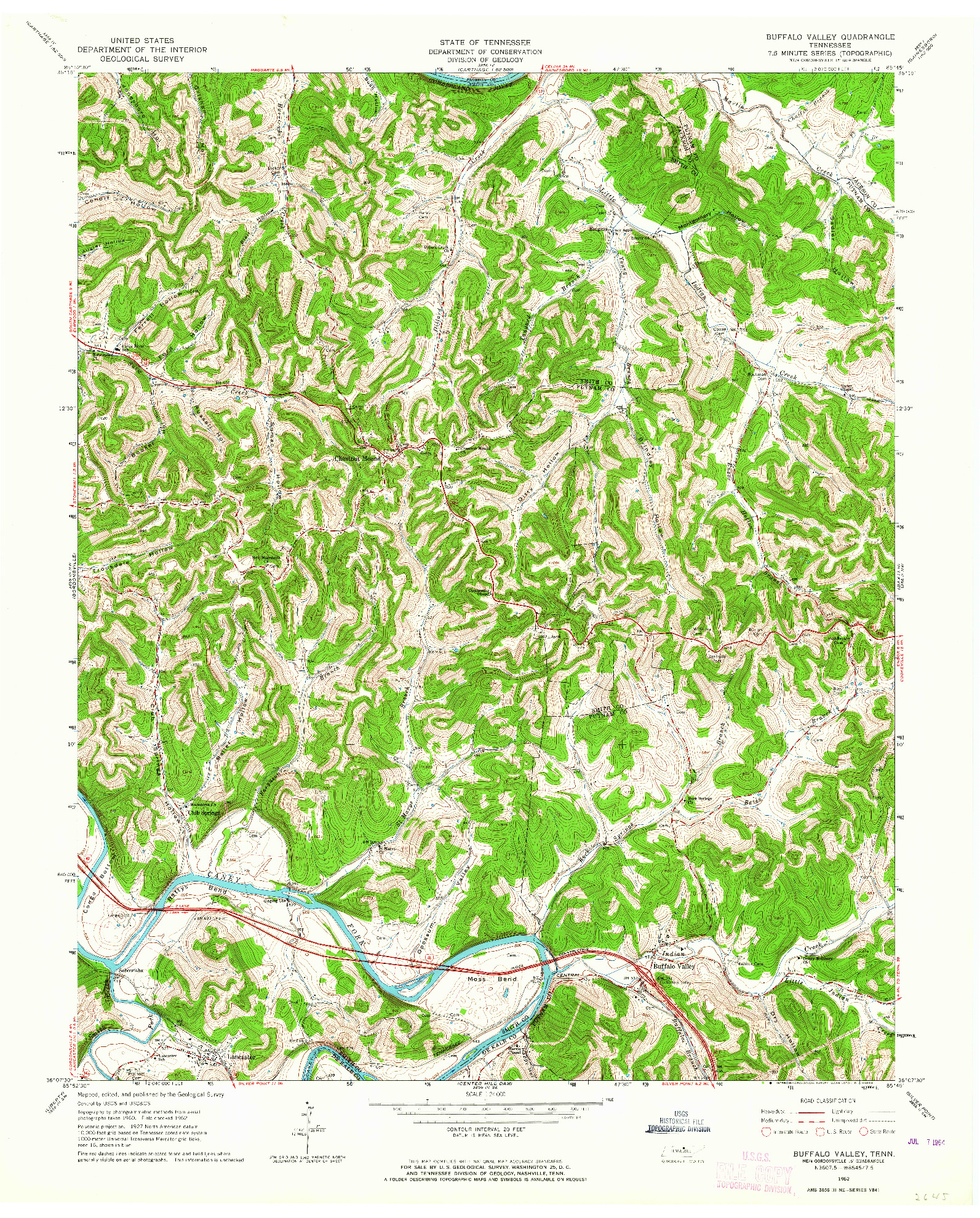 USGS 1:24000-SCALE QUADRANGLE FOR BUFFALO VALLEY, TN 1962