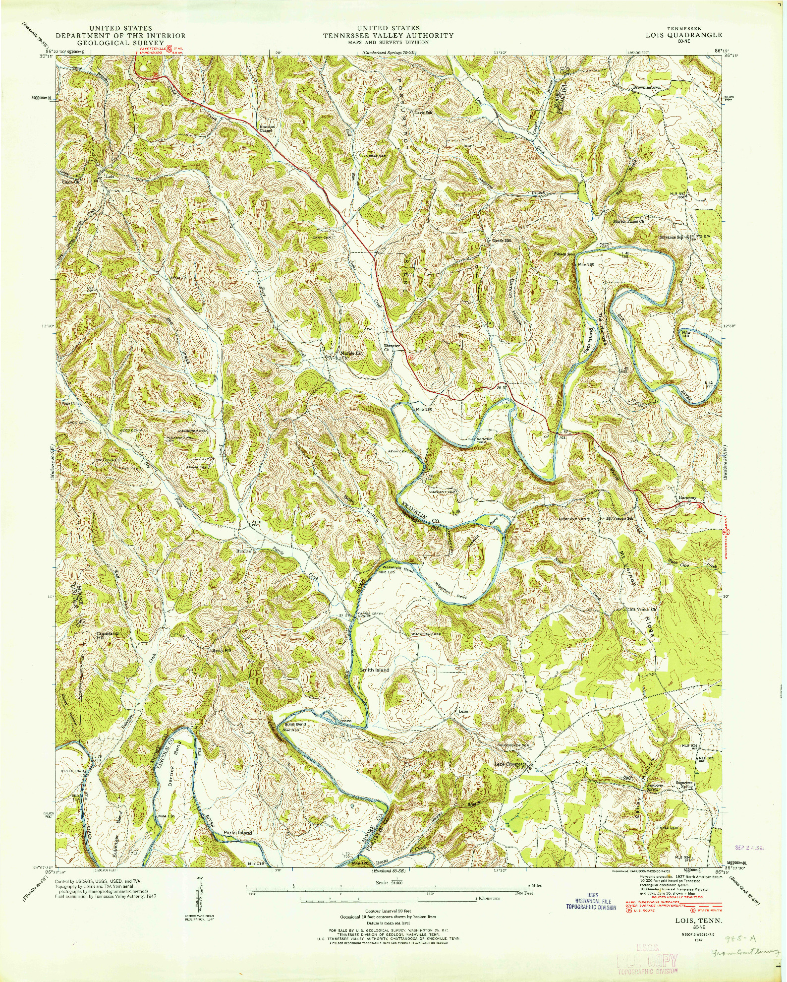 USGS 1:24000-SCALE QUADRANGLE FOR LOIS, TN 1947