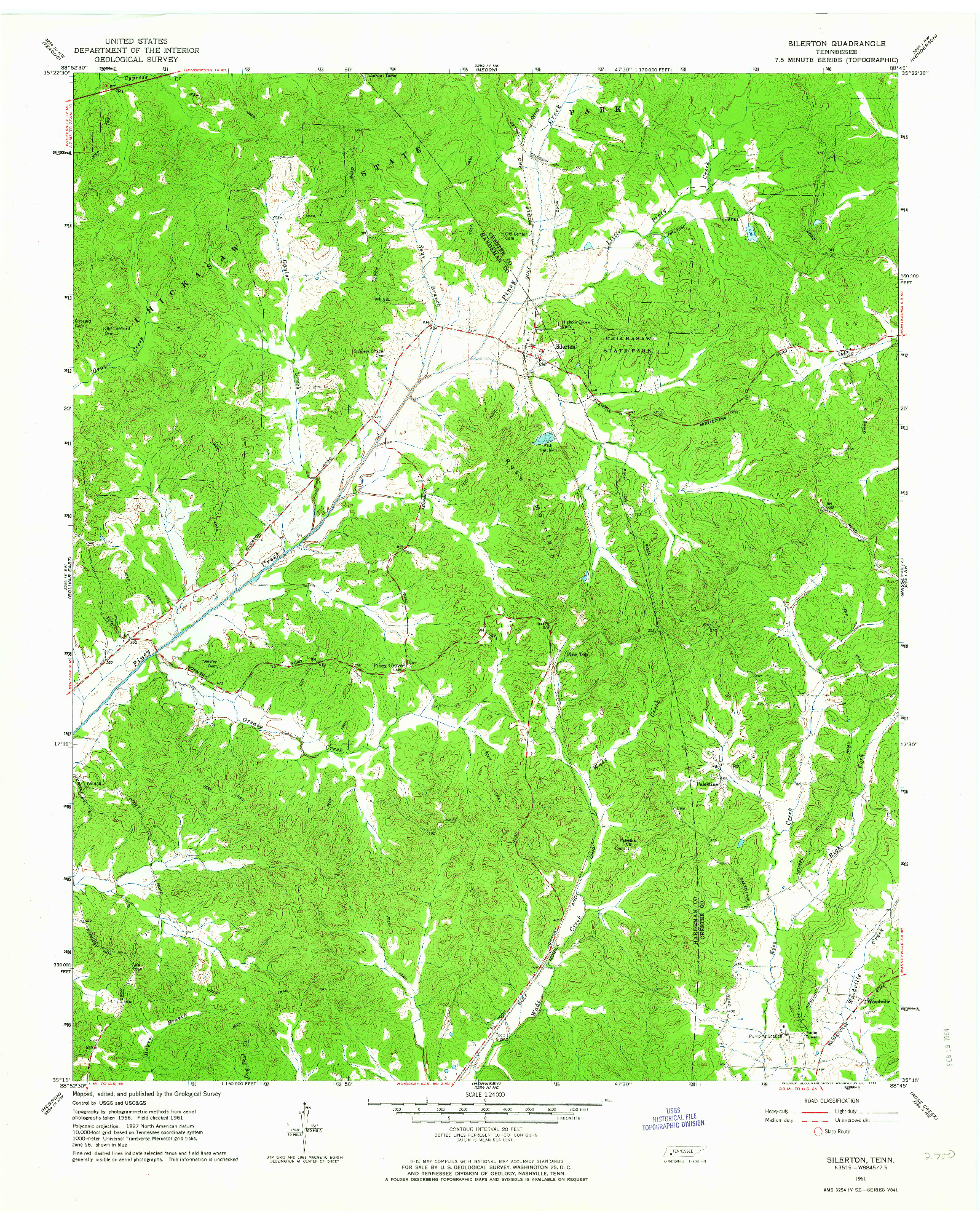 USGS 1:24000-SCALE QUADRANGLE FOR SILERTON, TN 1961