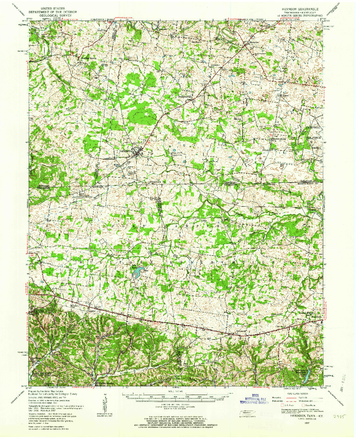 USGS 1:62500-SCALE QUADRANGLE FOR HERNDON, TN 1957