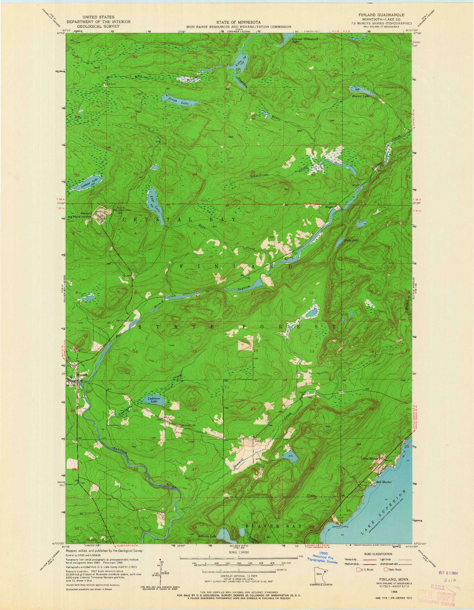 USGS 1:24000-SCALE QUADRANGLE FOR FINLAND, MN 1956