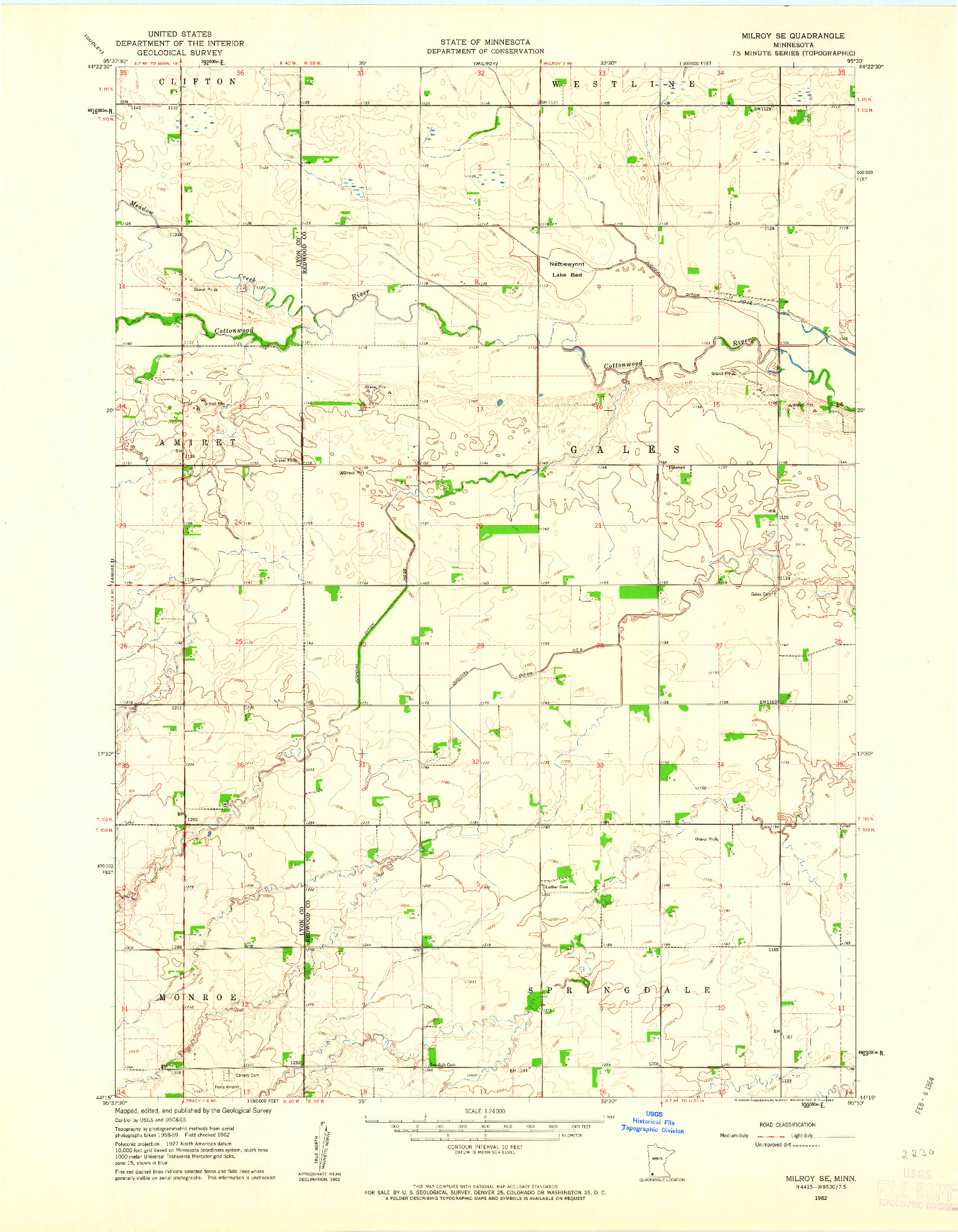 USGS 1:24000-SCALE QUADRANGLE FOR MILROY SE, MN 1962
