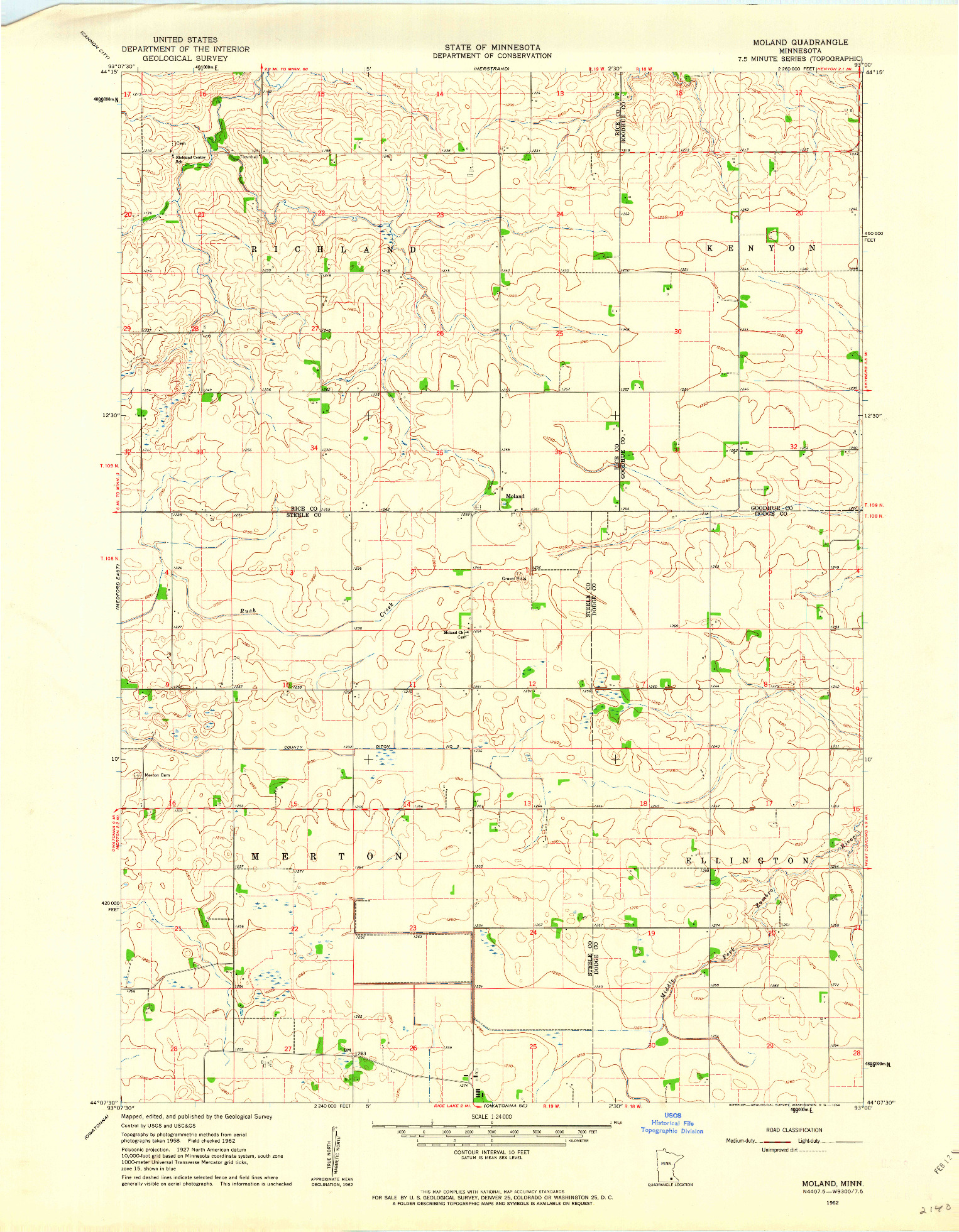 USGS 1:24000-SCALE QUADRANGLE FOR MOLAND, MN 1962