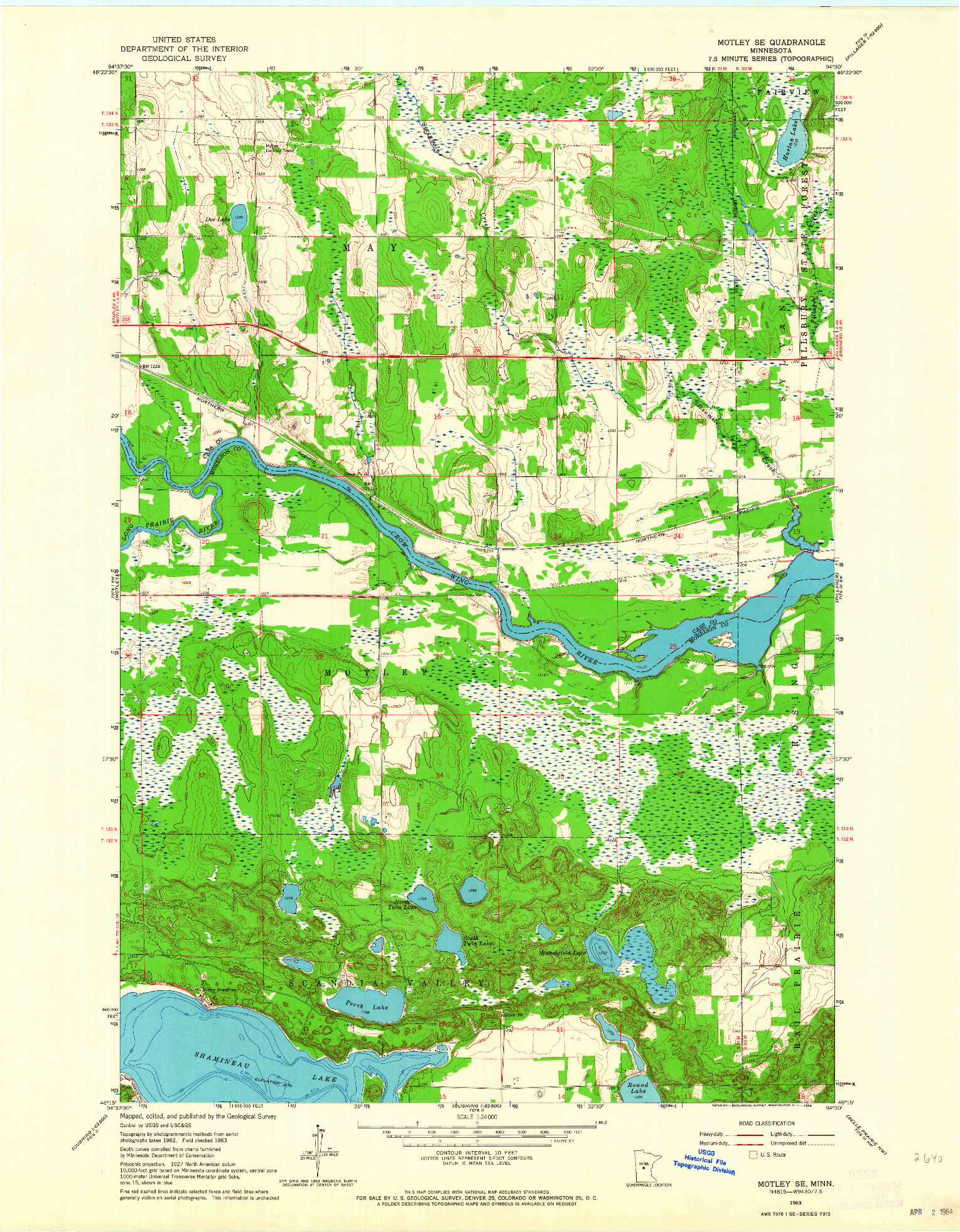 USGS 1:24000-SCALE QUADRANGLE FOR MOTLEY SE, MN 1963