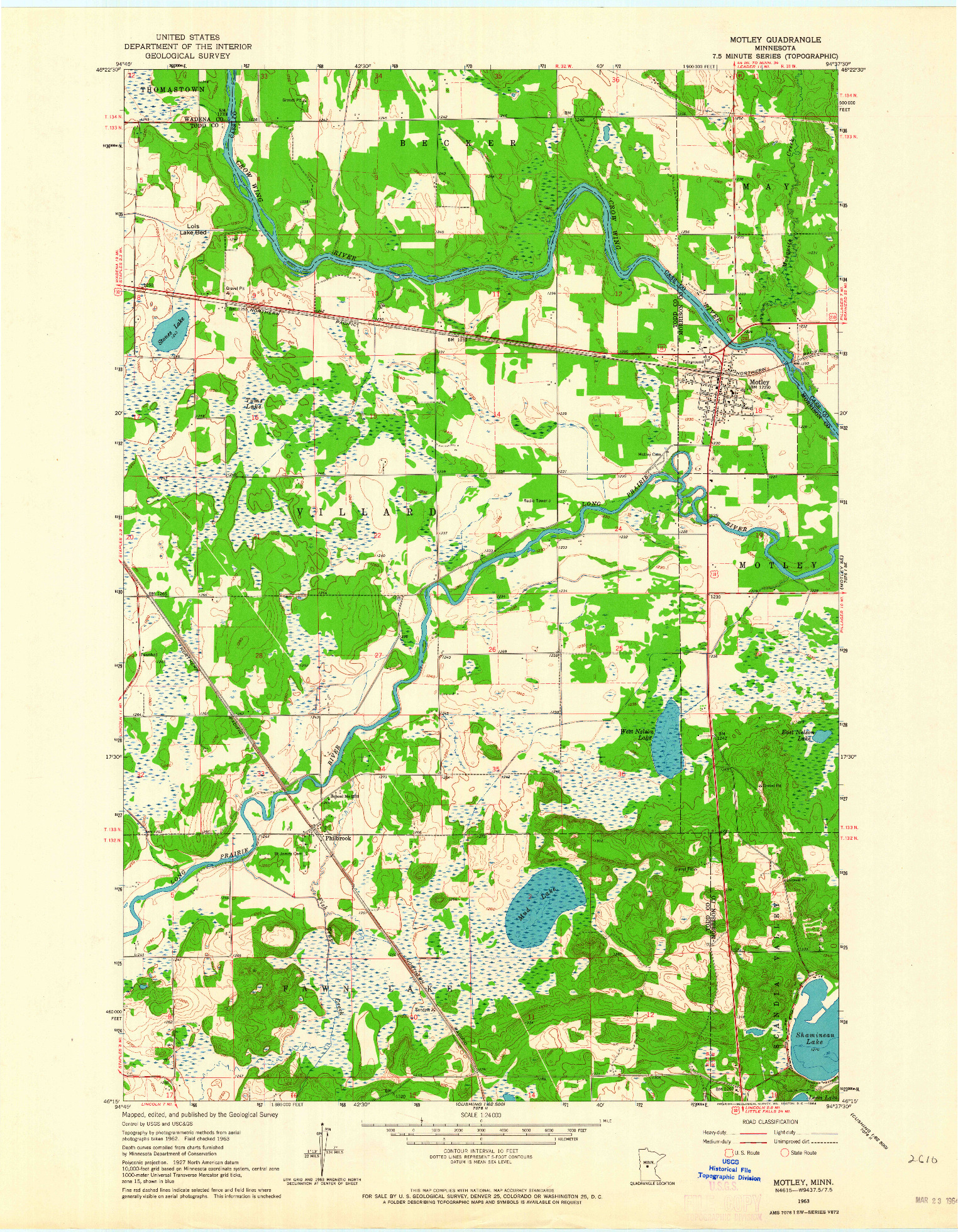 USGS 1:24000-SCALE QUADRANGLE FOR MOTLEY, MN 1963