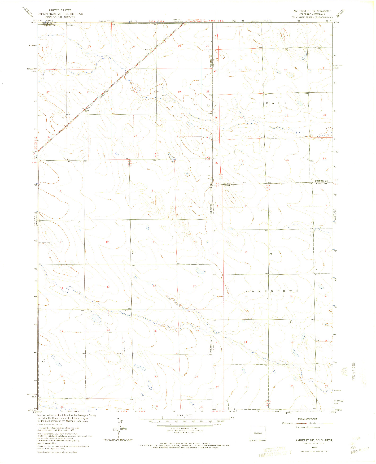 USGS 1:24000-SCALE QUADRANGLE FOR AMHERST NE, CO 1962