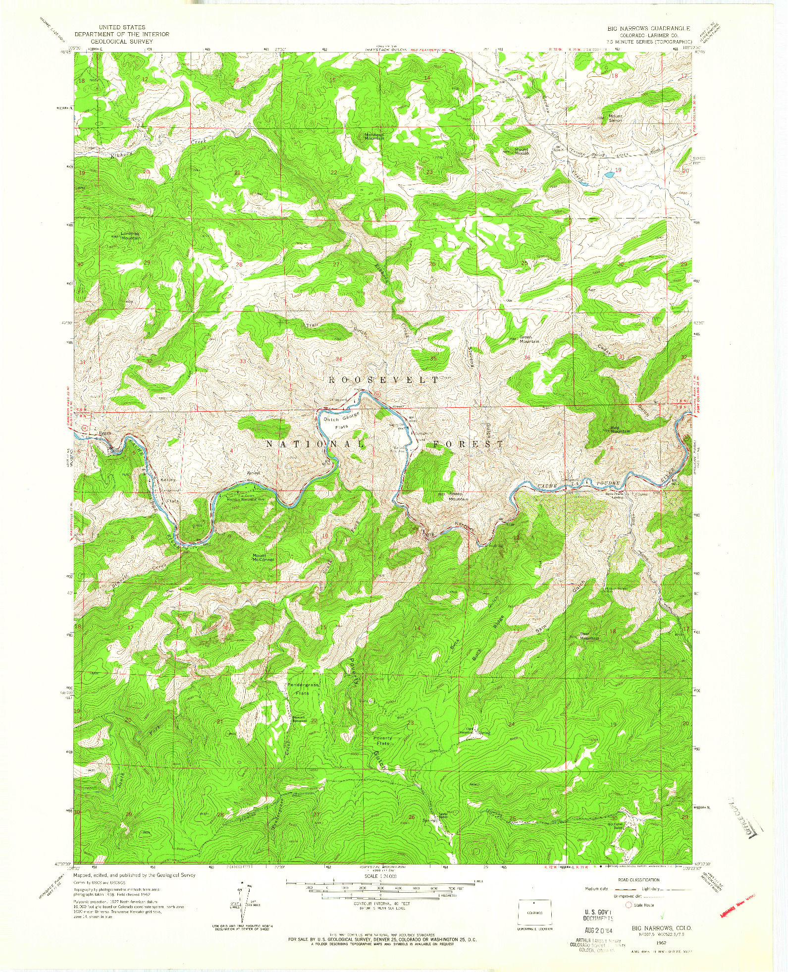 USGS 1:24000-SCALE QUADRANGLE FOR BIG NARROWS, CO 1962