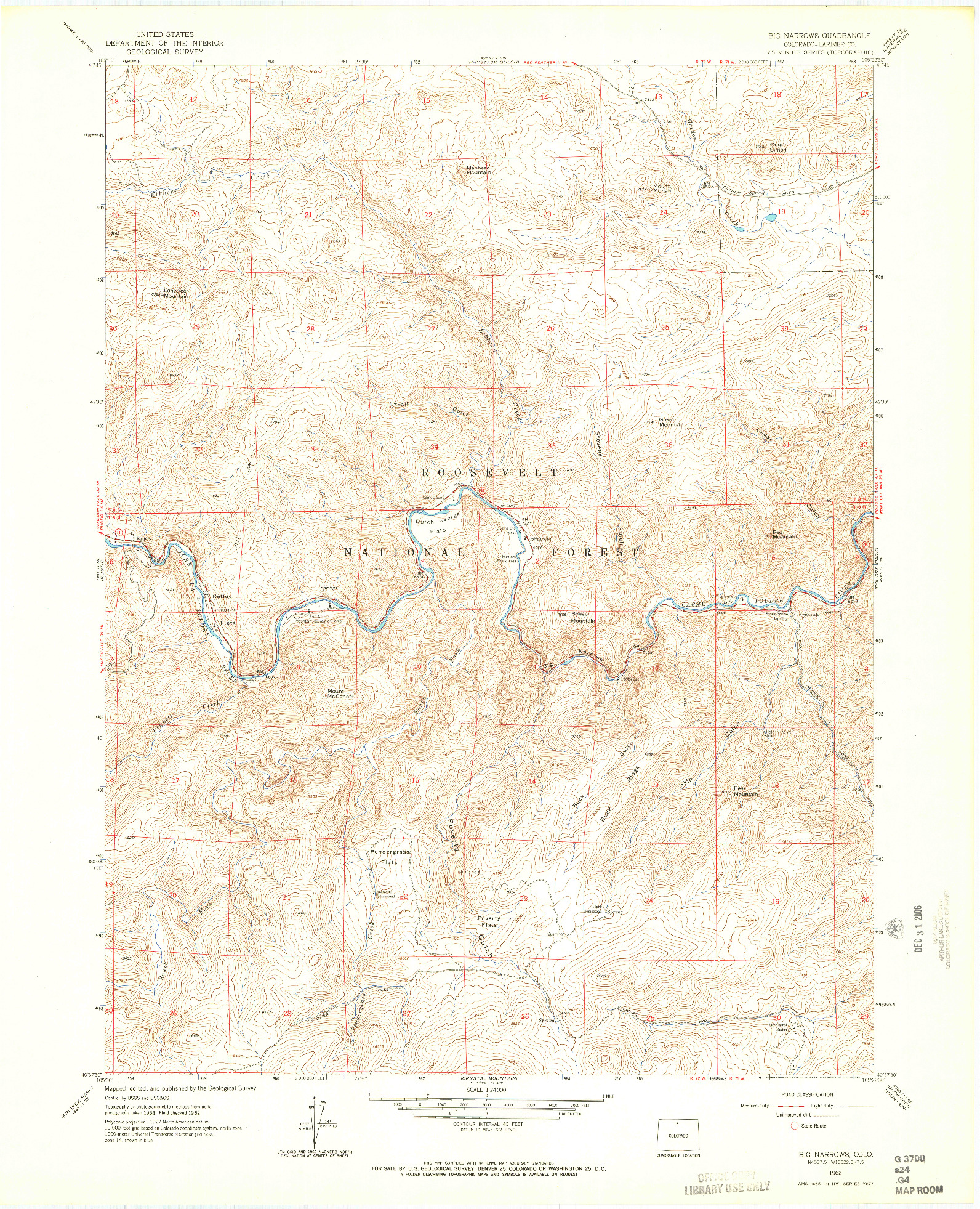 USGS 1:24000-SCALE QUADRANGLE FOR BIG NARROWS, CO 1962