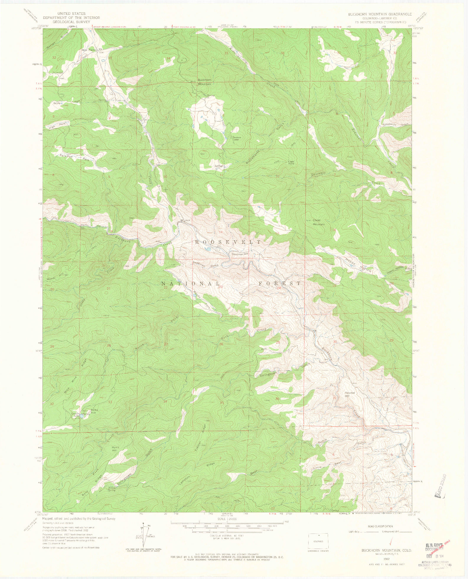 USGS 1:24000-SCALE QUADRANGLE FOR BUCKHORN MOUNTAIN, CO 1962