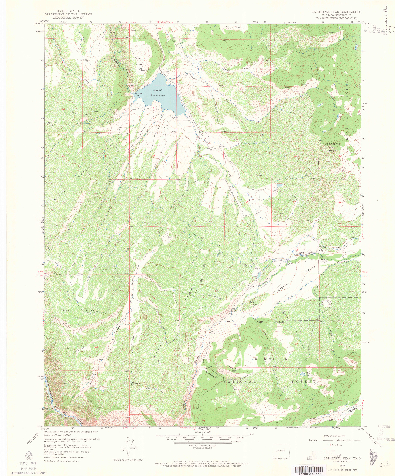 USGS 1:24000-SCALE QUADRANGLE FOR CATHEDRAL PEAK, CO 1957