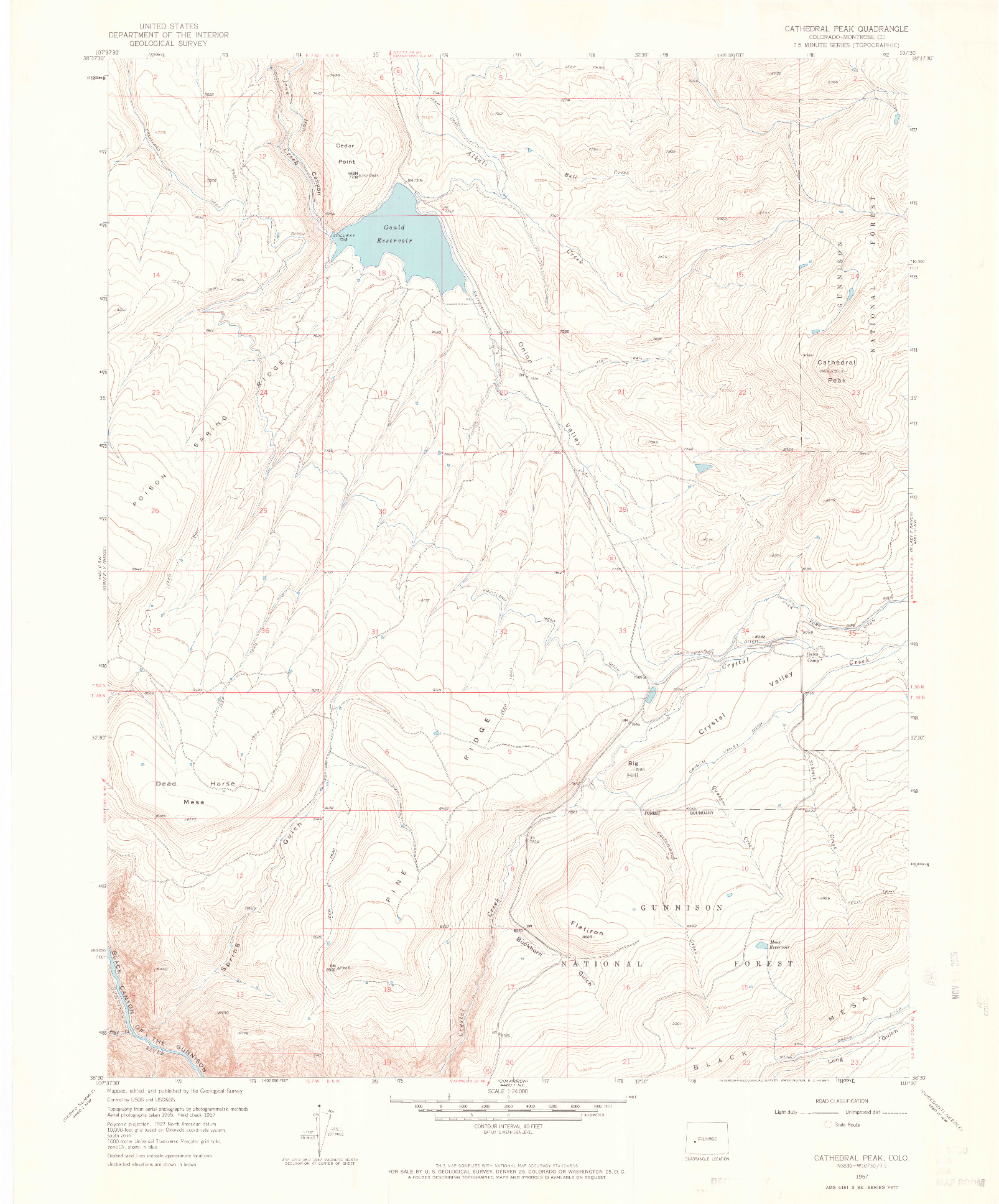 USGS 1:24000-SCALE QUADRANGLE FOR CATHEDRAL PEAK, CO 1957