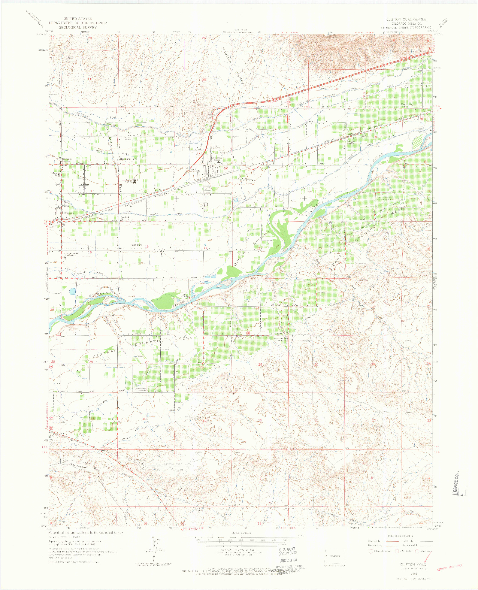 USGS 1:24000-SCALE QUADRANGLE FOR CLIFTON, CO 1962