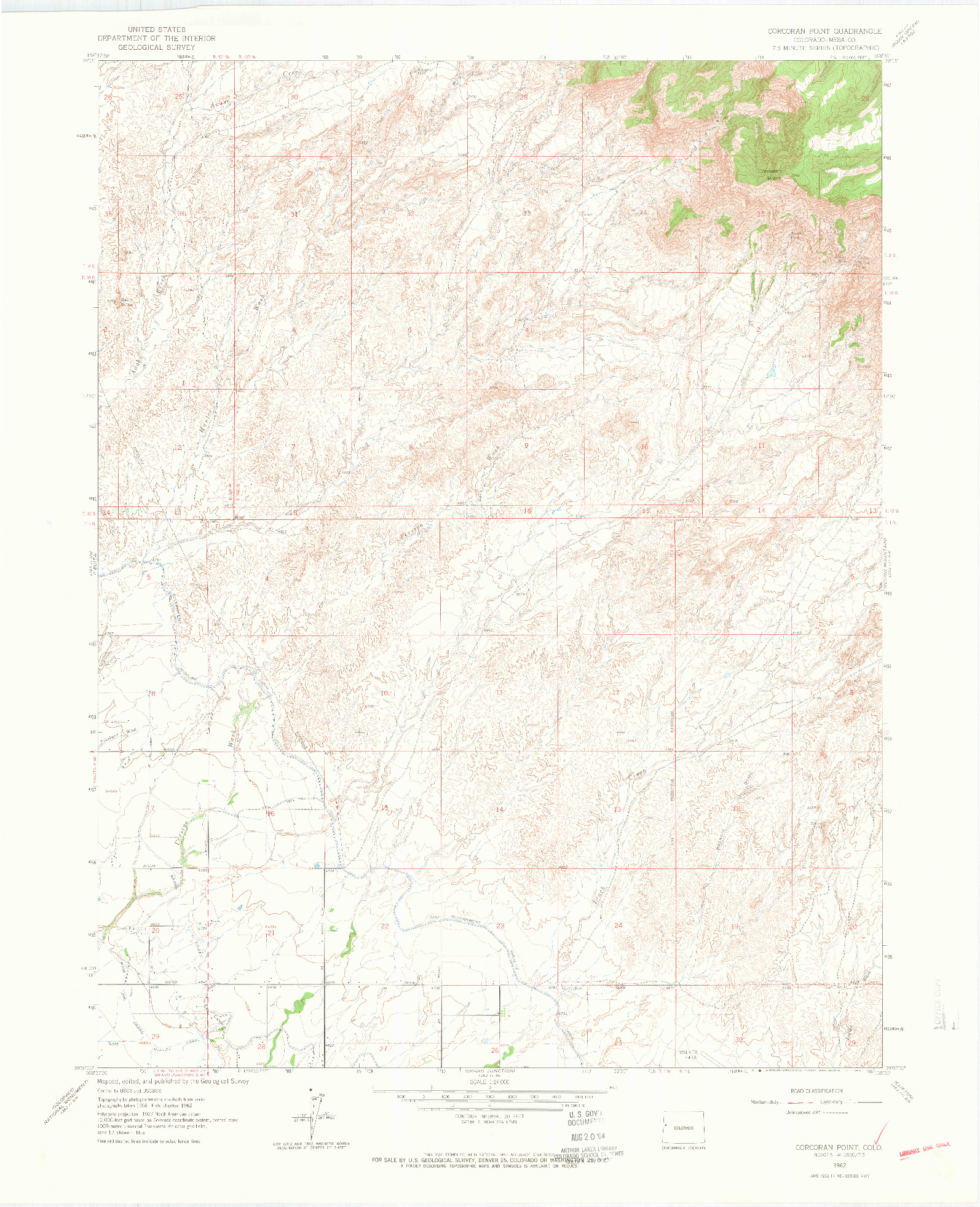 USGS 1:24000-SCALE QUADRANGLE FOR CORCORAN POINT, CO 1962