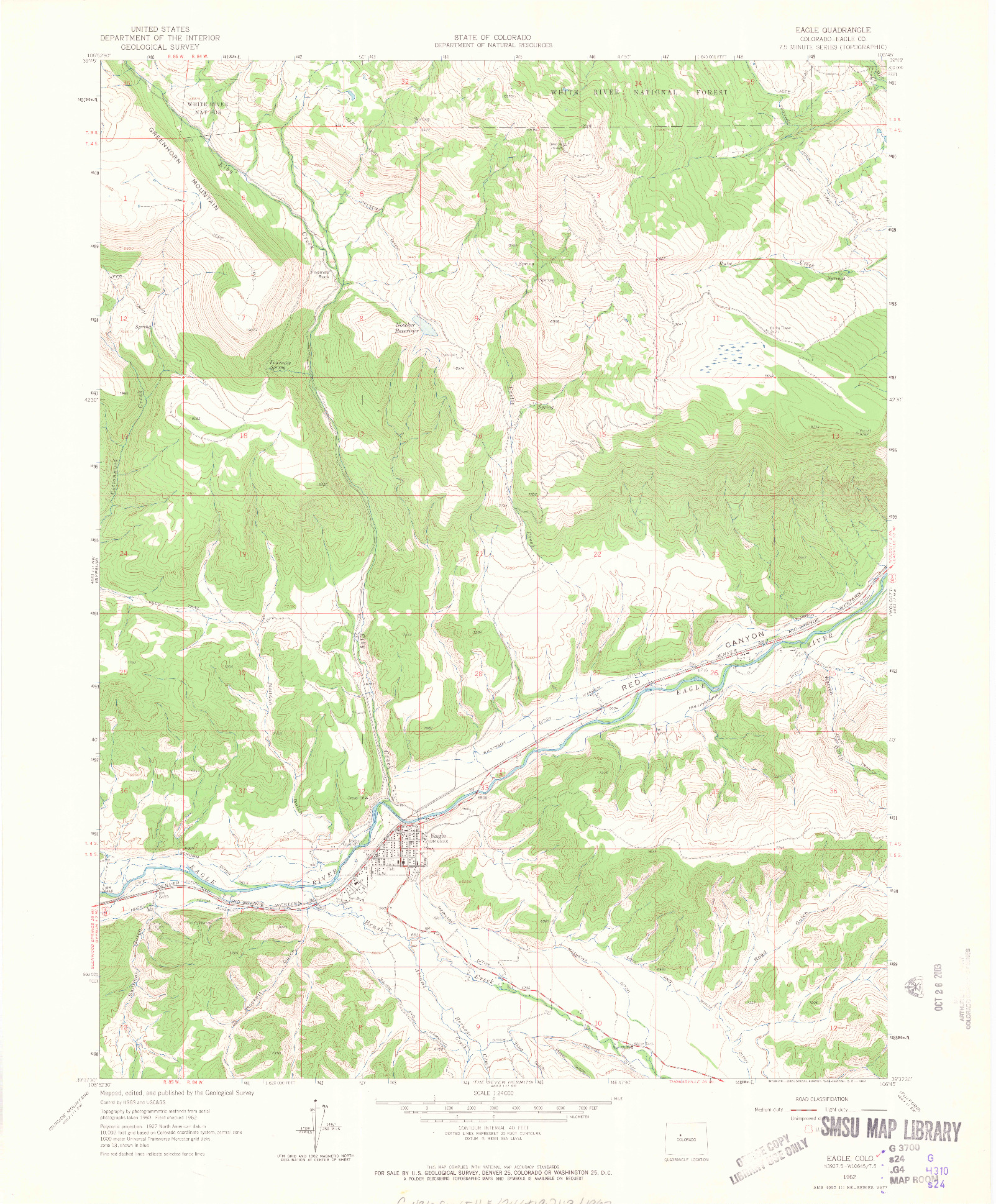 USGS 1:24000-SCALE QUADRANGLE FOR EAGLE, CO 1962