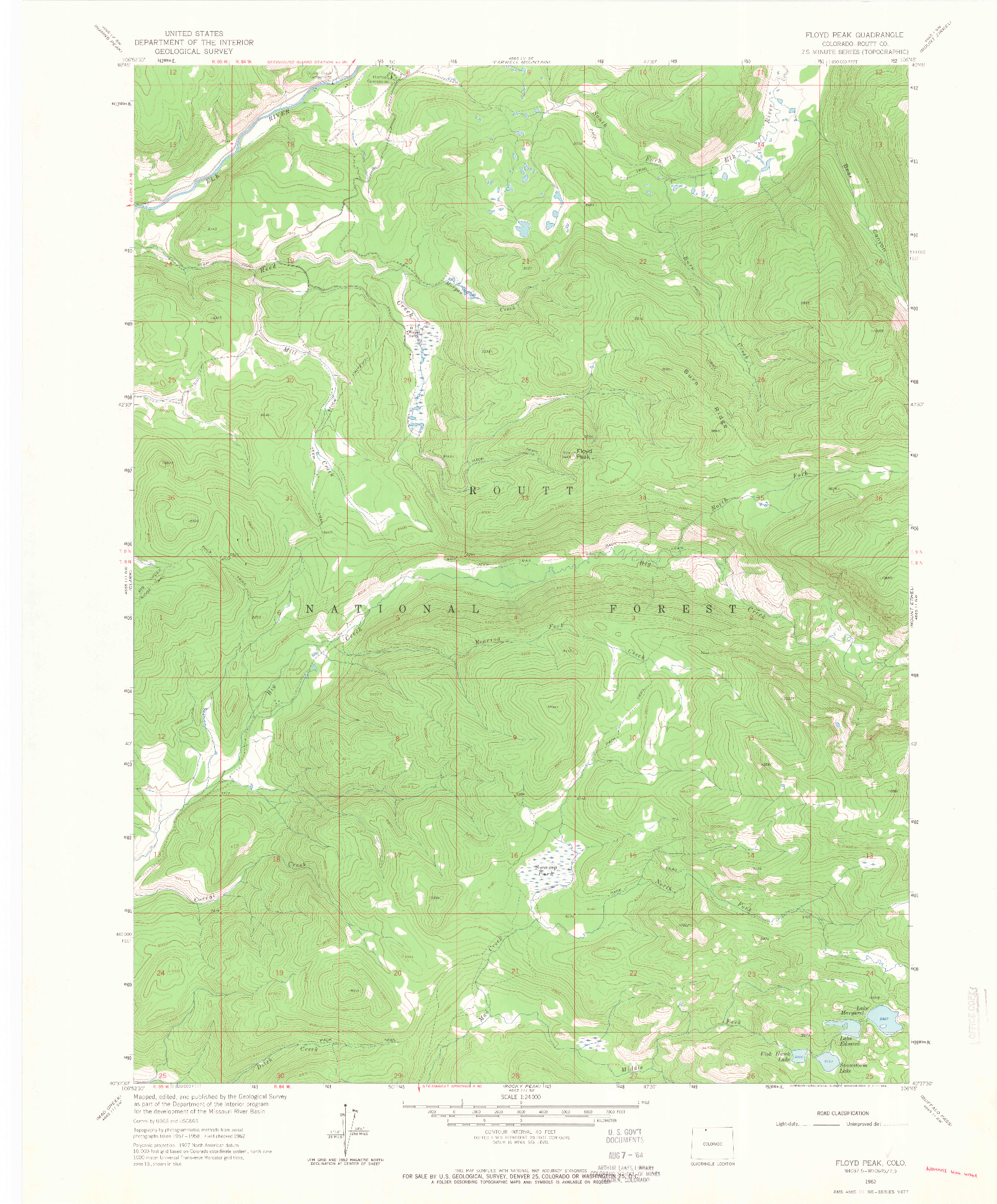 USGS 1:24000-SCALE QUADRANGLE FOR FLOYD PEAK, CO 1962