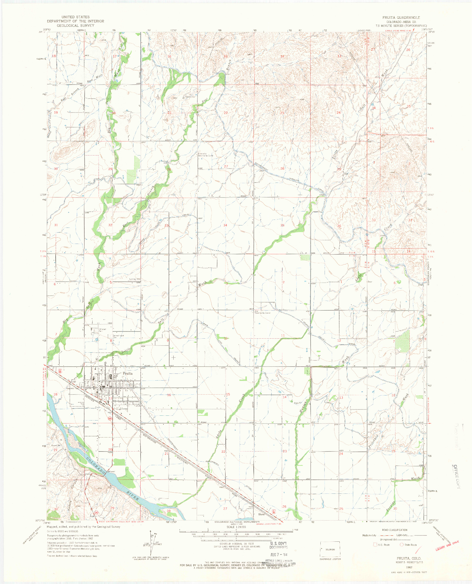 USGS 1:24000-SCALE QUADRANGLE FOR FRUITA, CO 1962