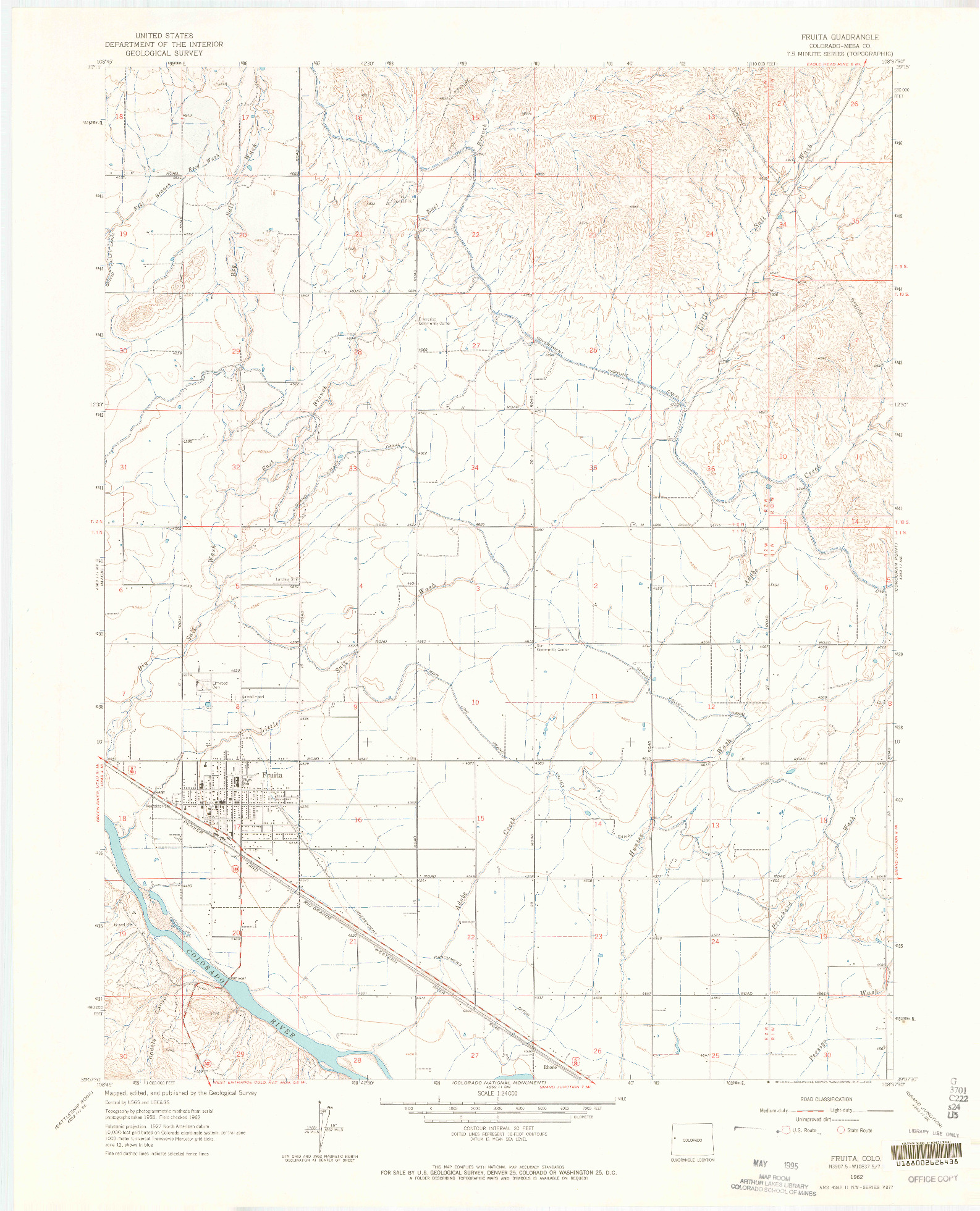 USGS 1:24000-SCALE QUADRANGLE FOR FRUITA, CO 1962