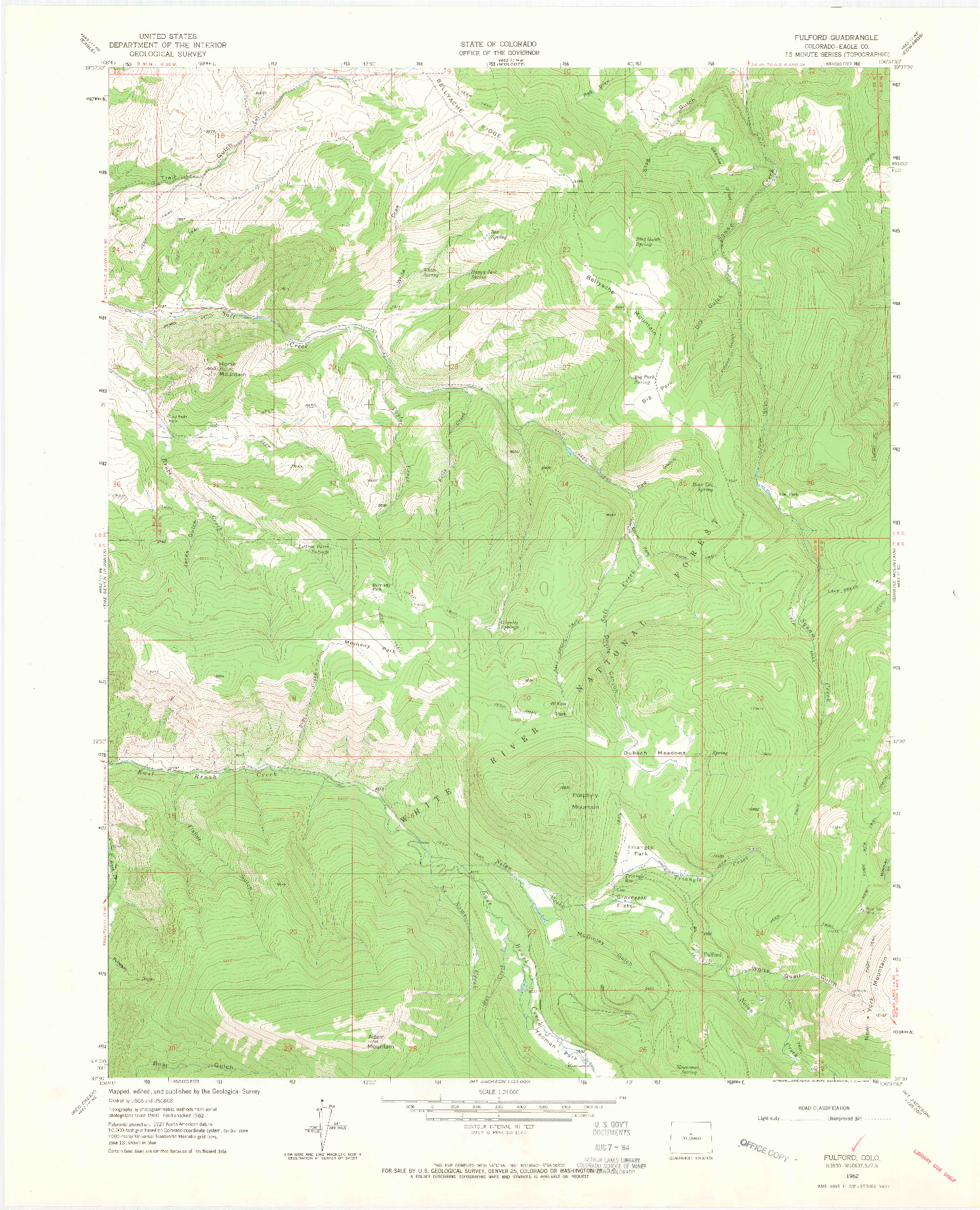 USGS 1:24000-SCALE QUADRANGLE FOR FULFORD, CO 1962