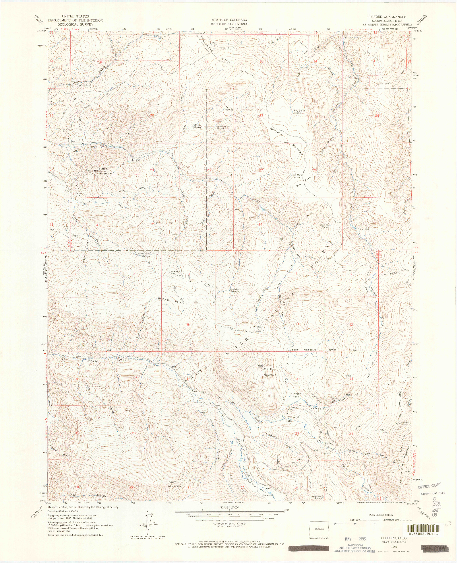 USGS 1:24000-SCALE QUADRANGLE FOR FULFORD, CO 1962