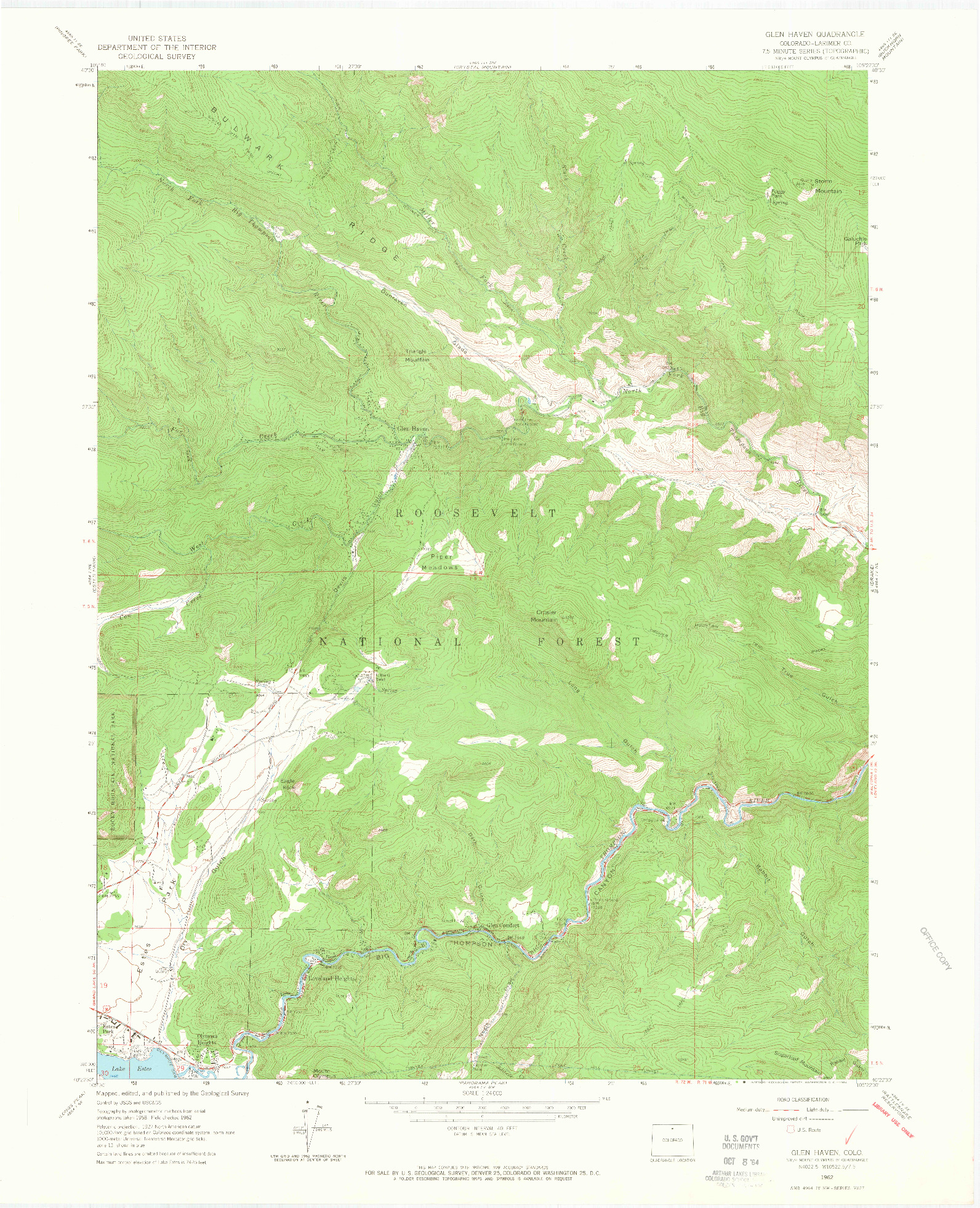 USGS 1:24000-SCALE QUADRANGLE FOR GLEN HAVEN, CO 1962