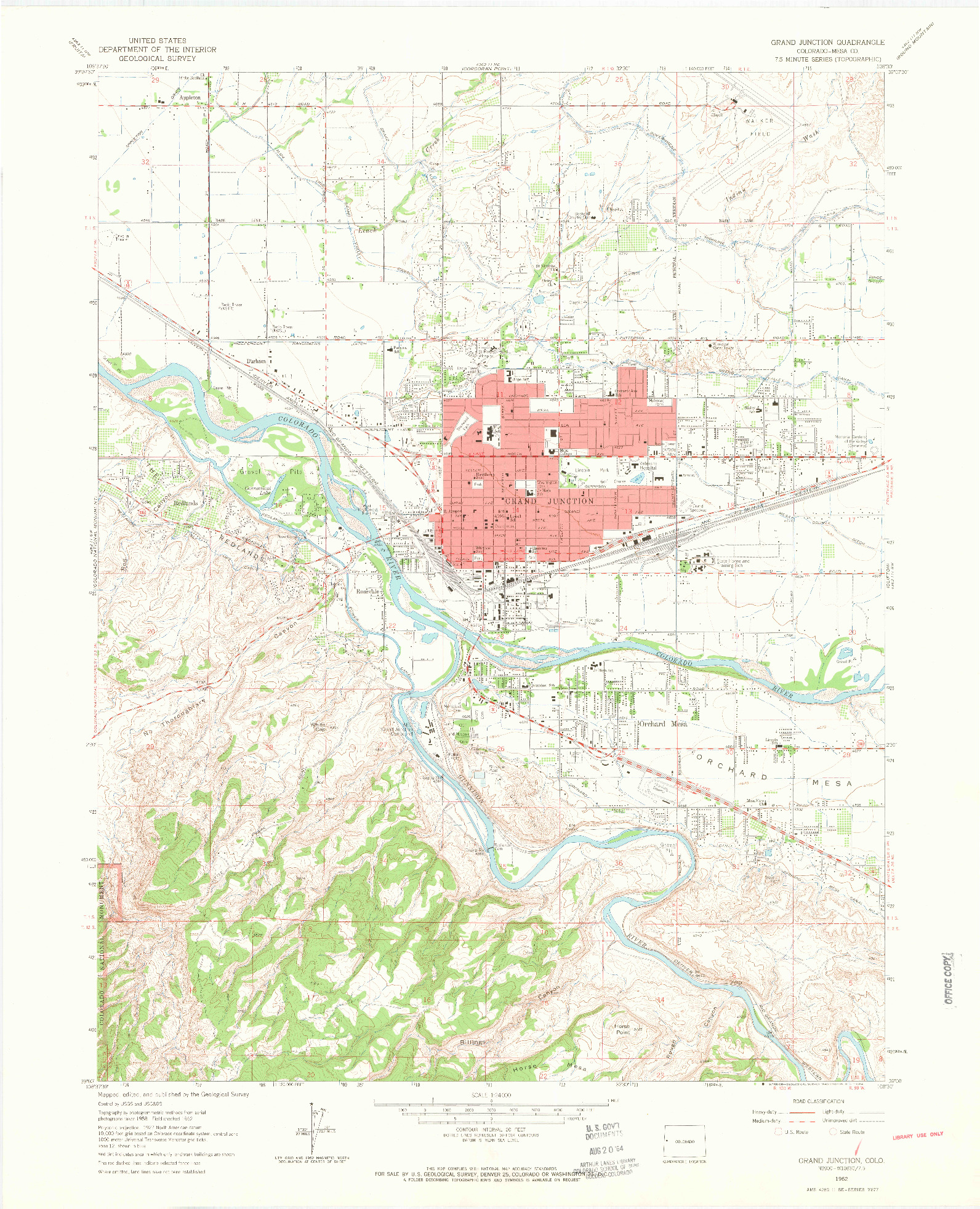 USGS 1:24000-SCALE QUADRANGLE FOR GRAND JUNCTION, CO 1962