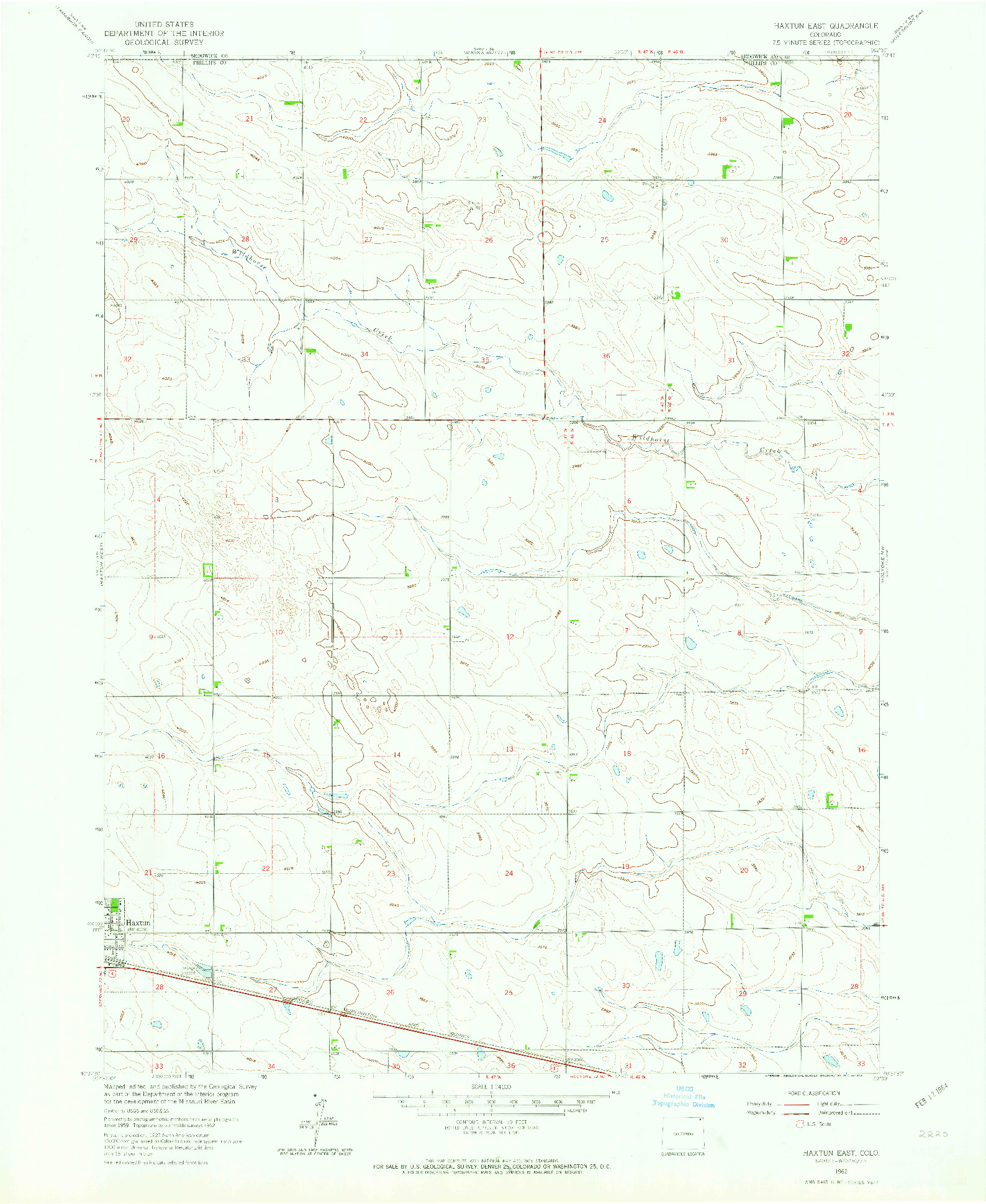 USGS 1:24000-SCALE QUADRANGLE FOR HAXTUN EAST, CO 1962