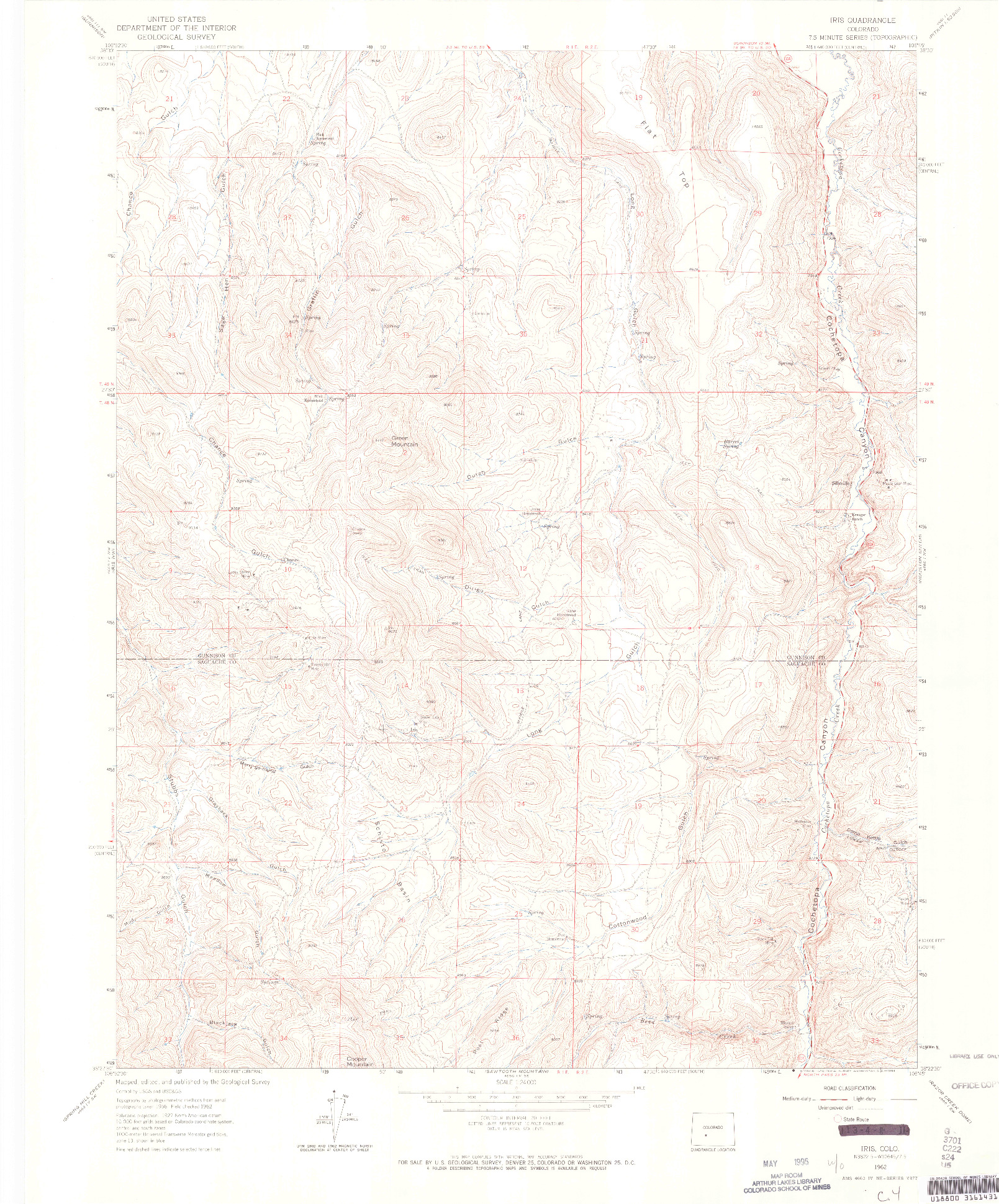 USGS 1:24000-SCALE QUADRANGLE FOR IRIS, CO 1962