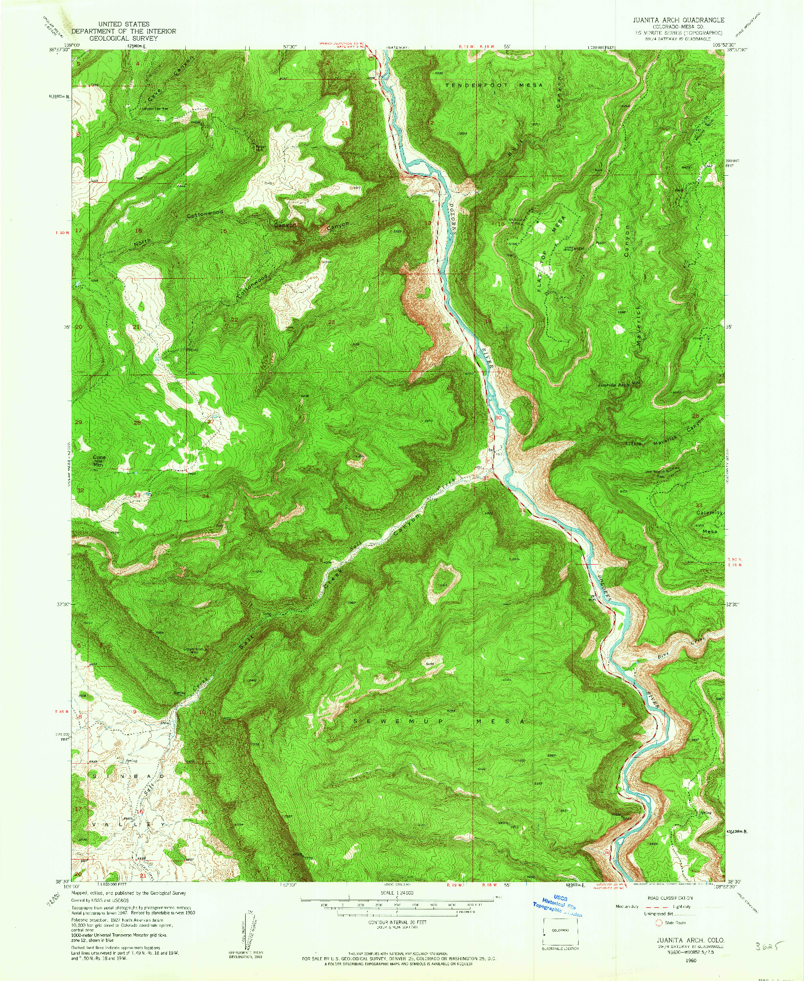 USGS 1:24000-SCALE QUADRANGLE FOR JUANITA ARCH, CO 1960