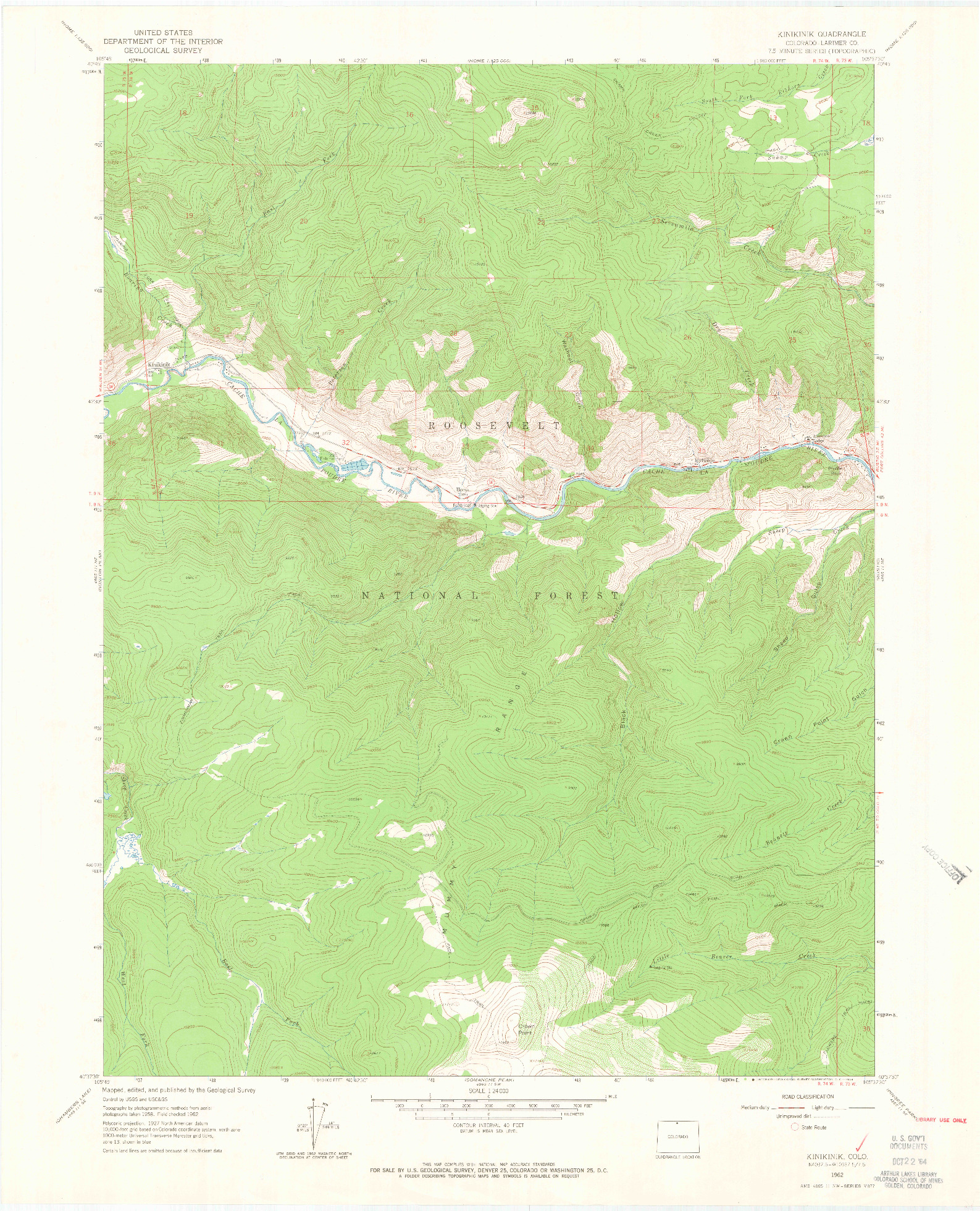 USGS 1:24000-SCALE QUADRANGLE FOR KINIKINIK, CO 1962