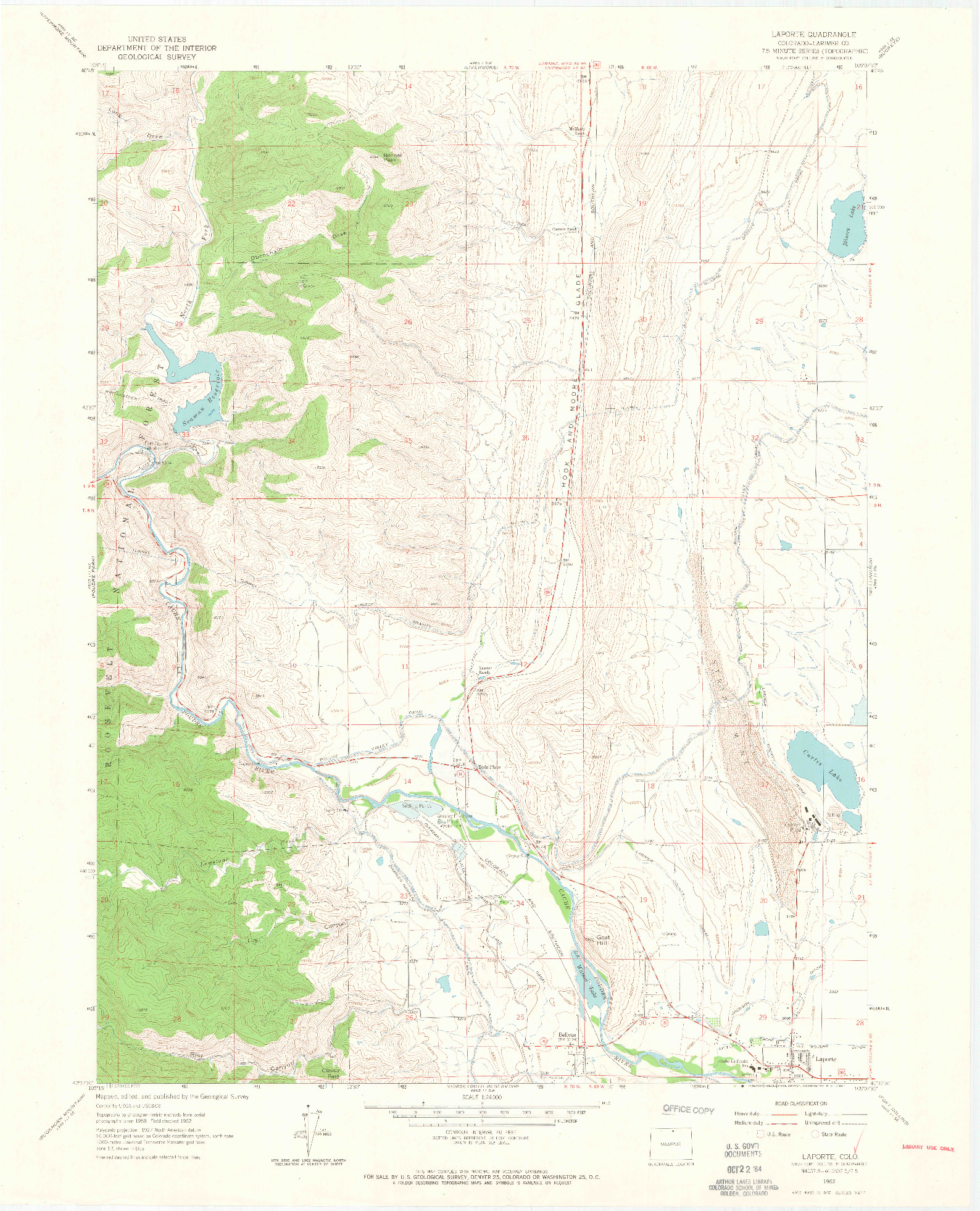 USGS 1:24000-SCALE QUADRANGLE FOR LAPORTE, CO 1962