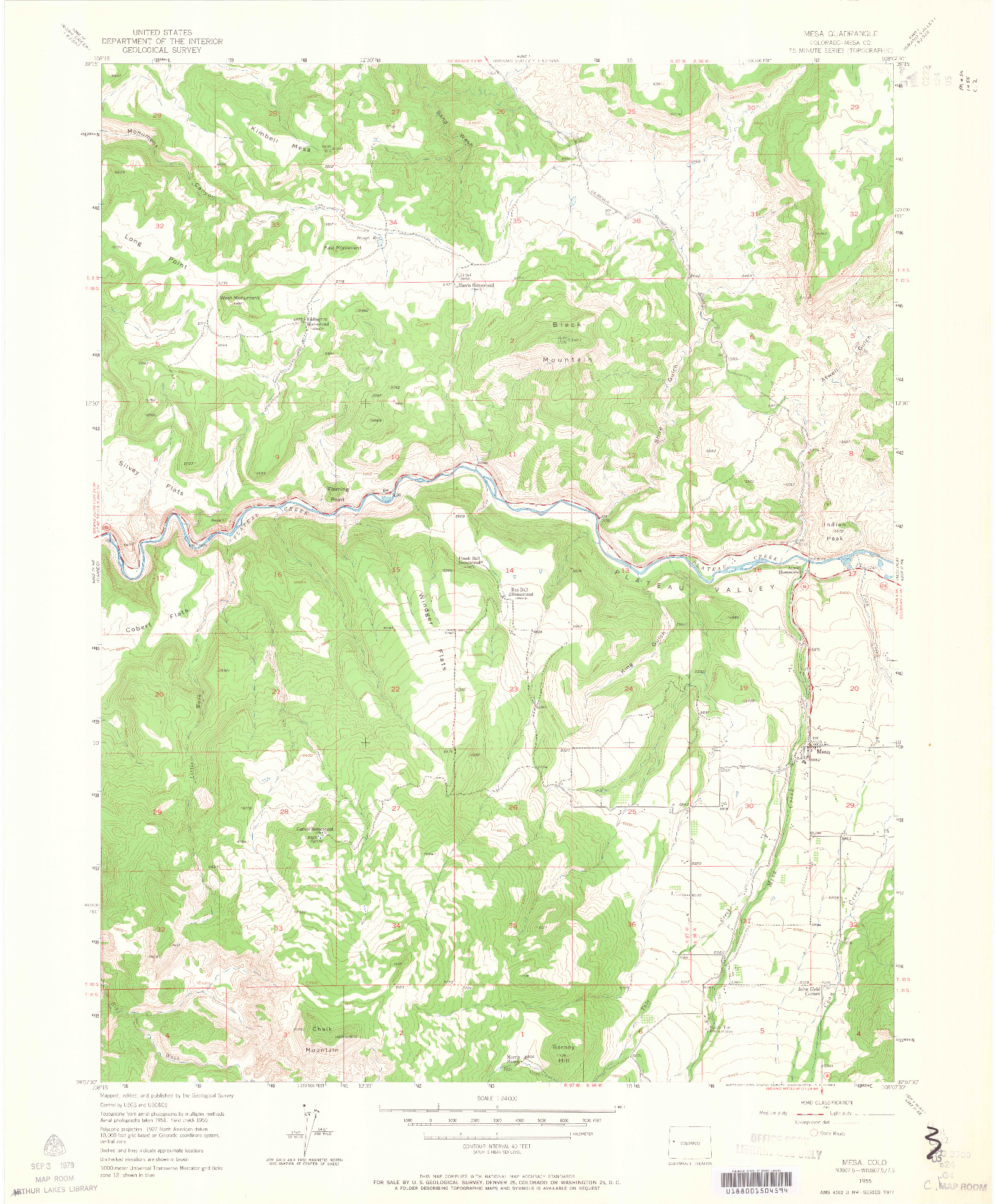 USGS 1:24000-SCALE QUADRANGLE FOR MESA, CO 1955