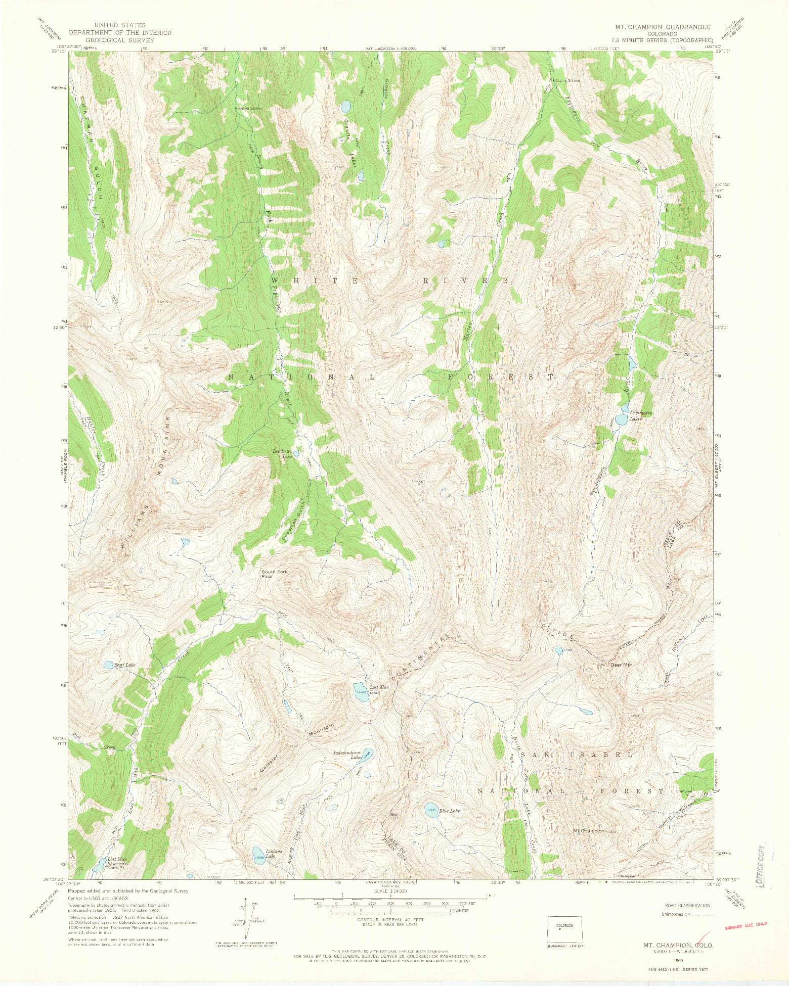 USGS 1:24000-SCALE QUADRANGLE FOR MOUNT CHAMPION, CO 1960