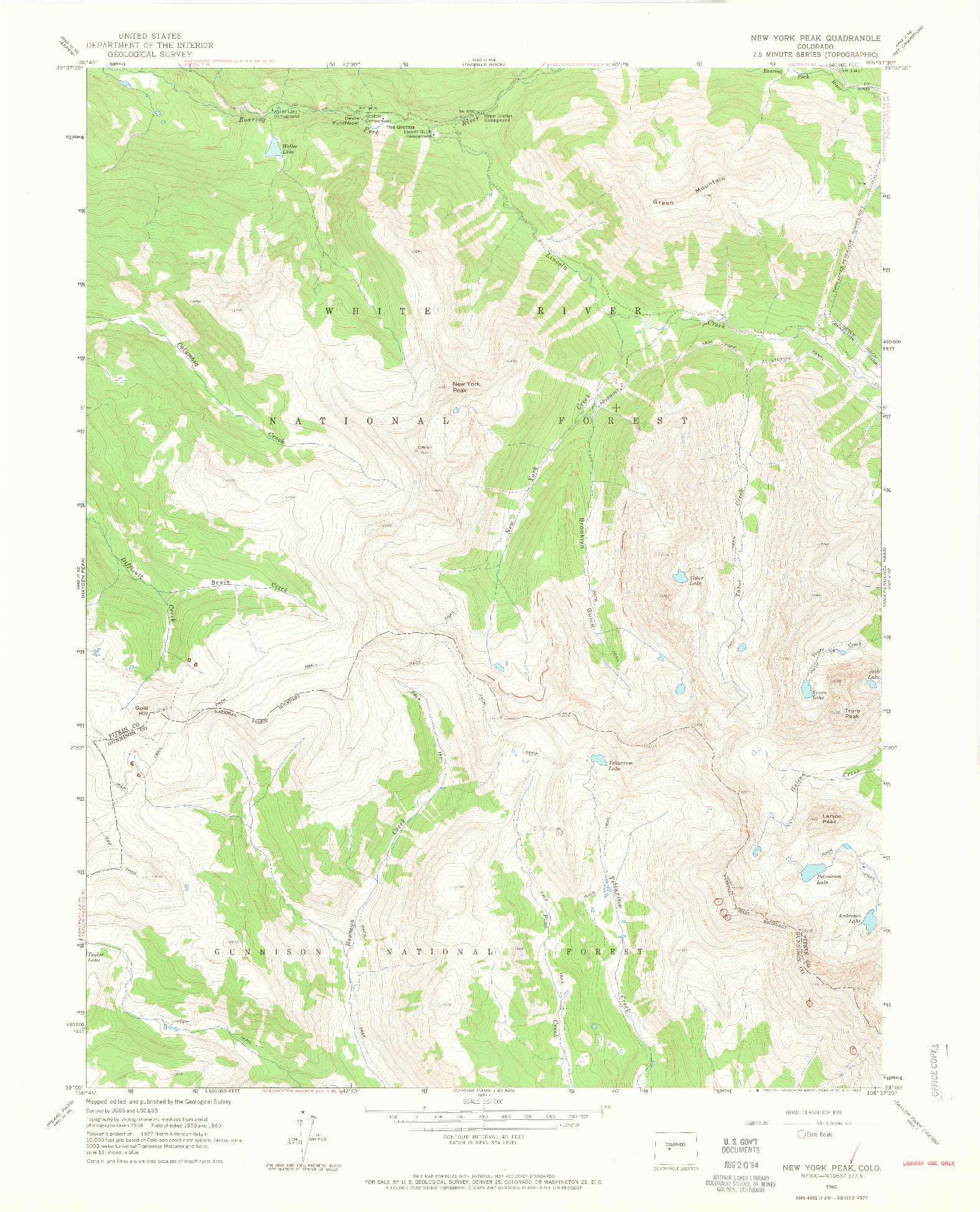 USGS 1:24000-SCALE QUADRANGLE FOR NEW YORK PEAK, CO 1960