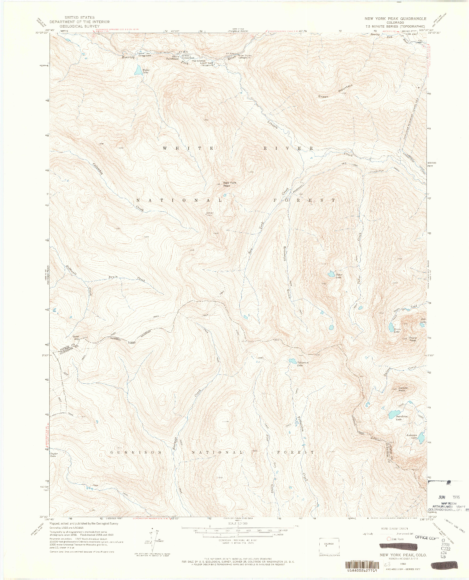 USGS 1:24000-SCALE QUADRANGLE FOR NEW YORK PEAK, CO 1960