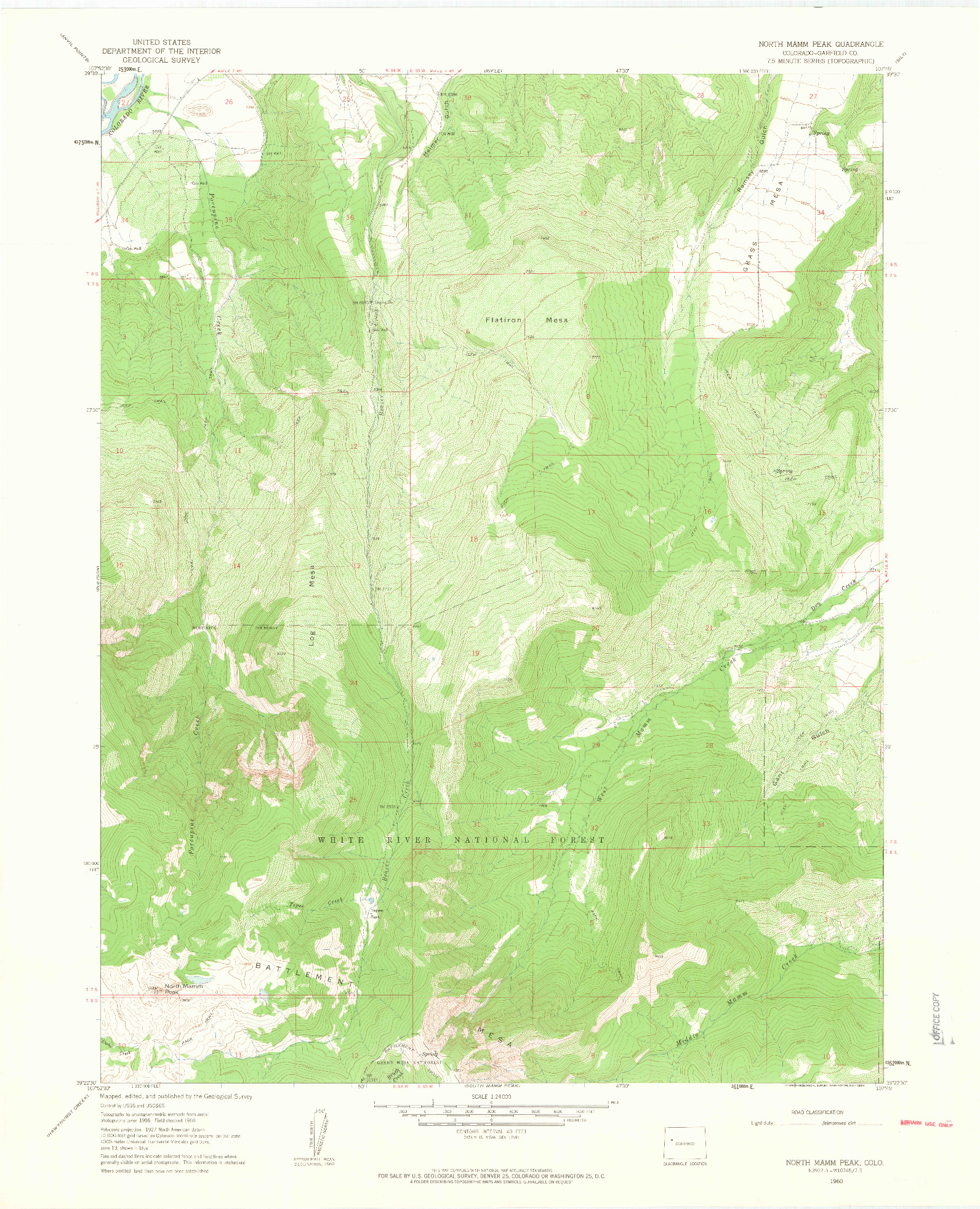 USGS 1:24000-SCALE QUADRANGLE FOR NORTH MAMM PEAK, CO 1960