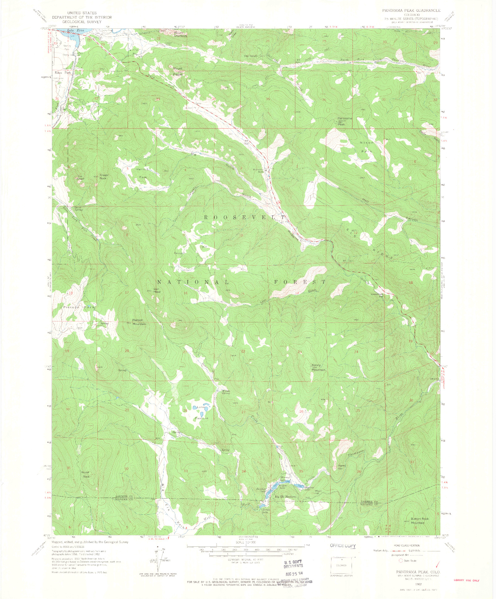 USGS 1:24000-SCALE QUADRANGLE FOR PANORAMA PEAK, CO 1962