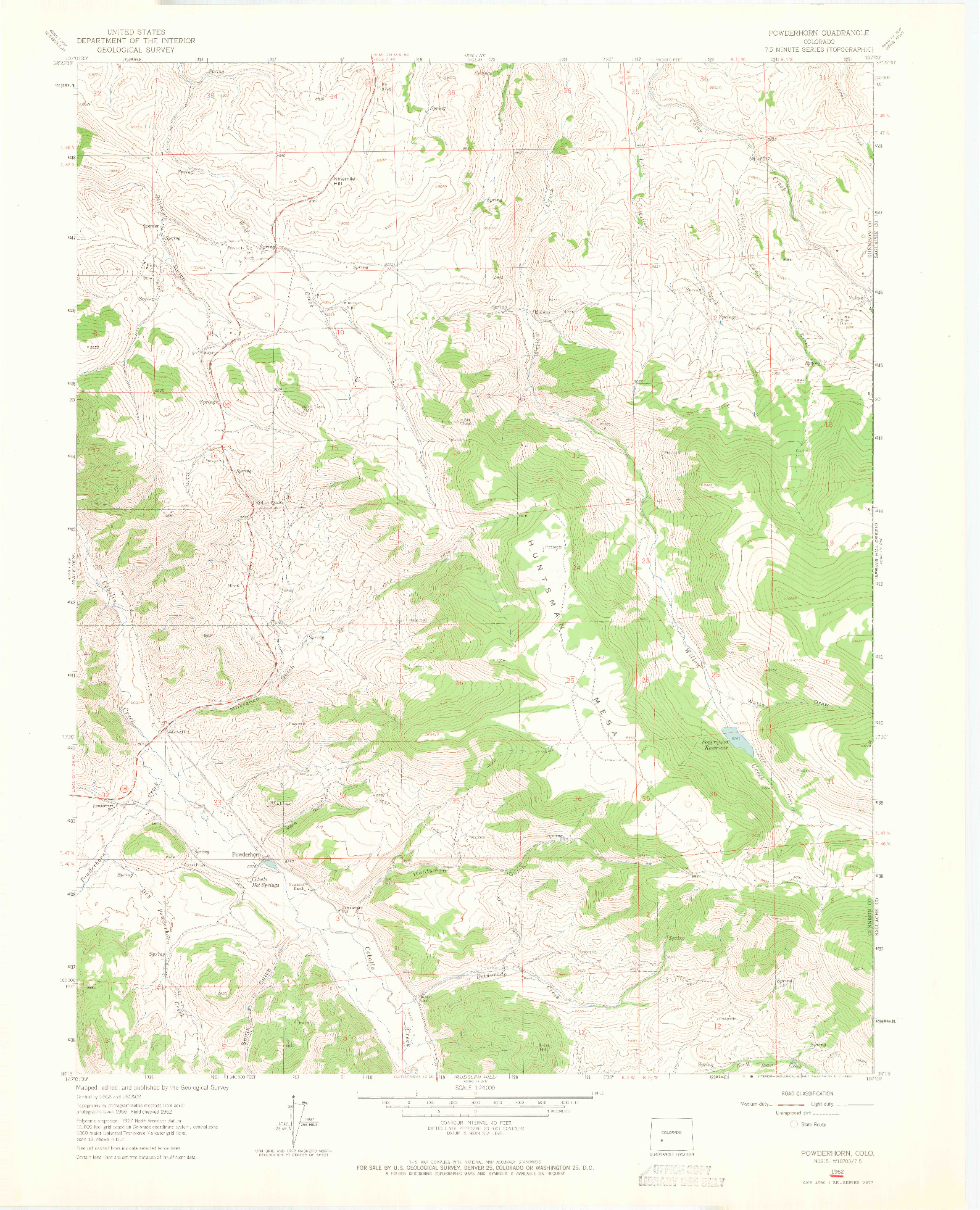 USGS 1:24000-SCALE QUADRANGLE FOR POWDERHORN, CO 1962