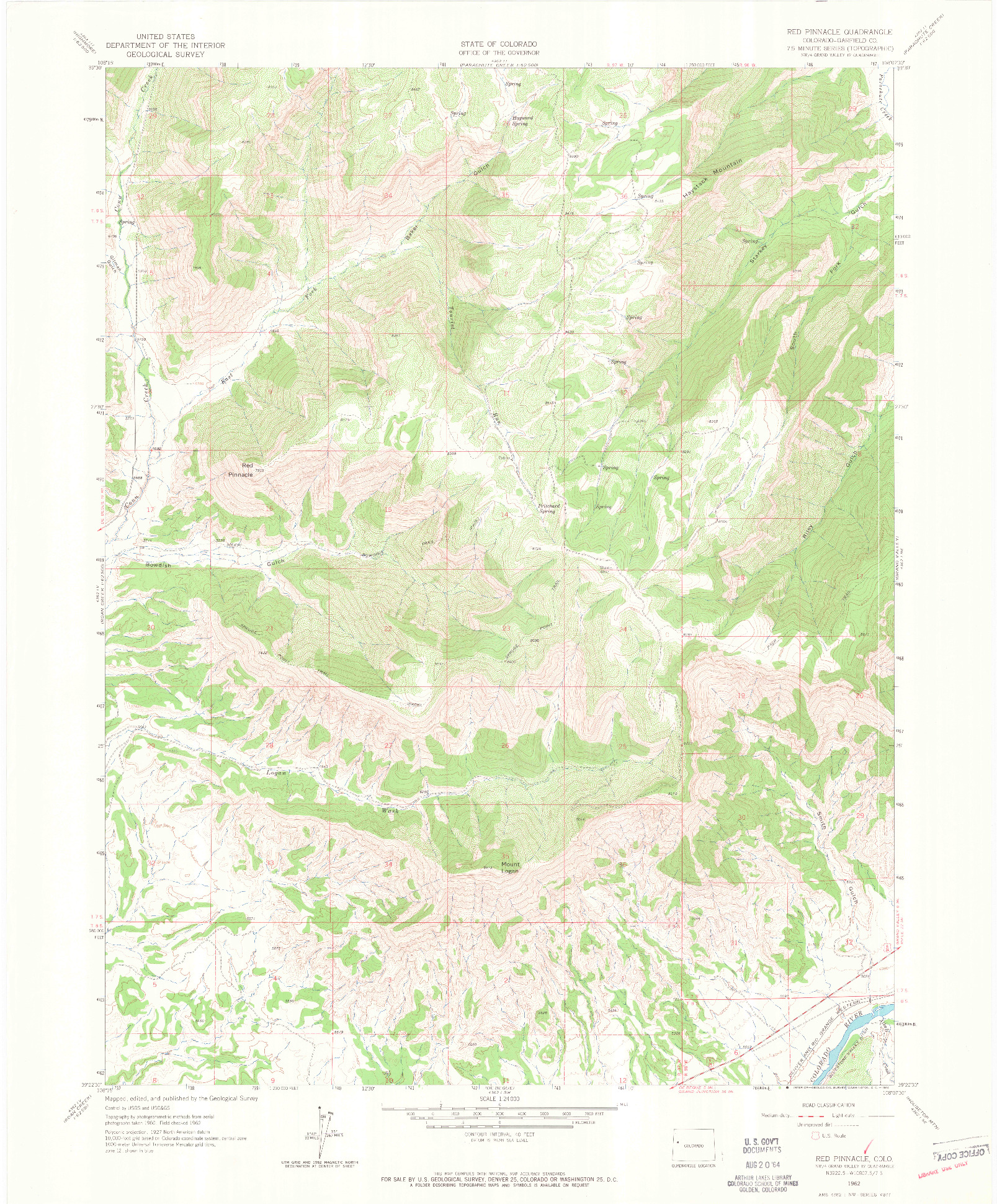 USGS 1:24000-SCALE QUADRANGLE FOR RED PINNACLE, CO 1962