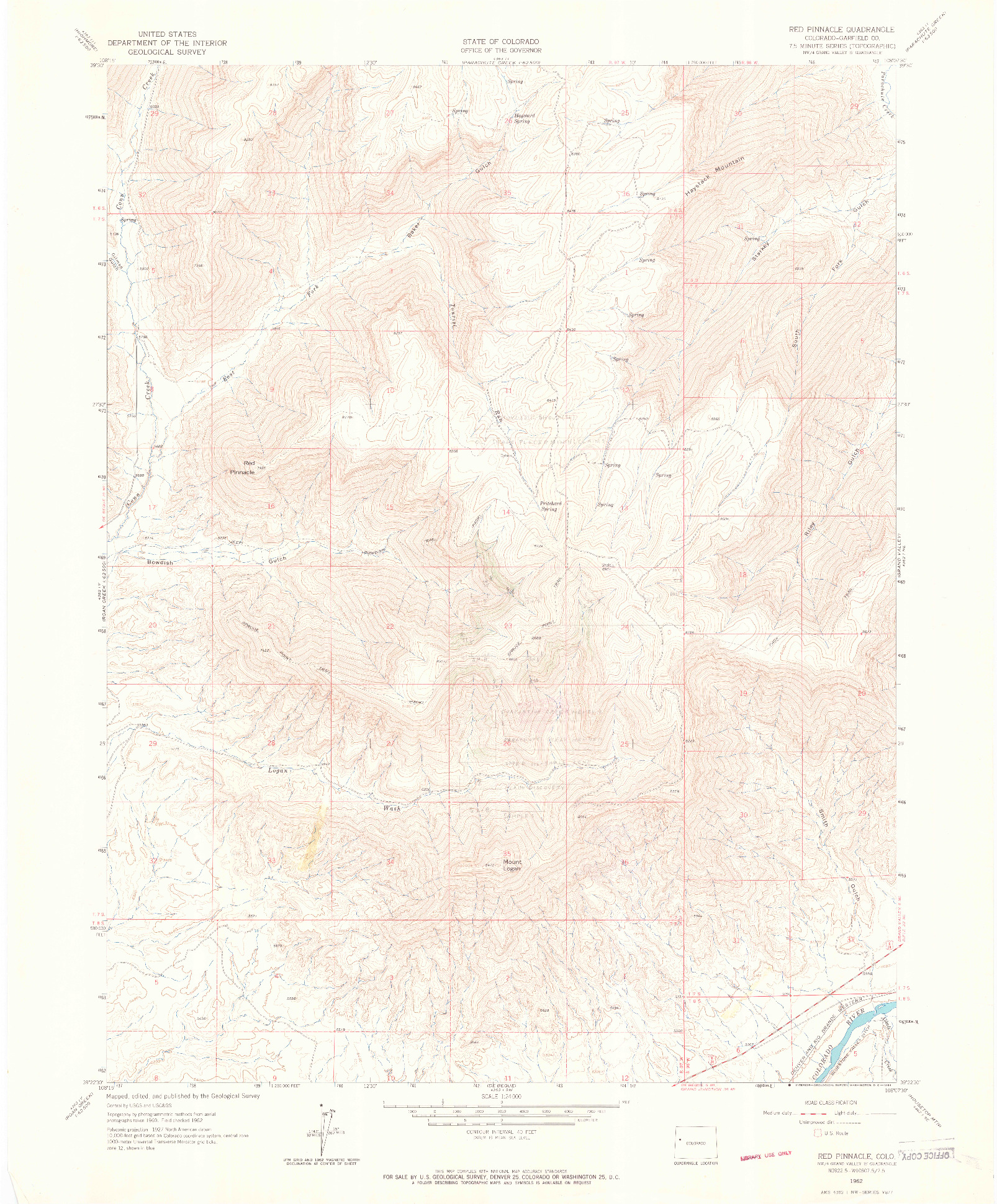 USGS 1:24000-SCALE QUADRANGLE FOR RED PINNACLE, CO 1962